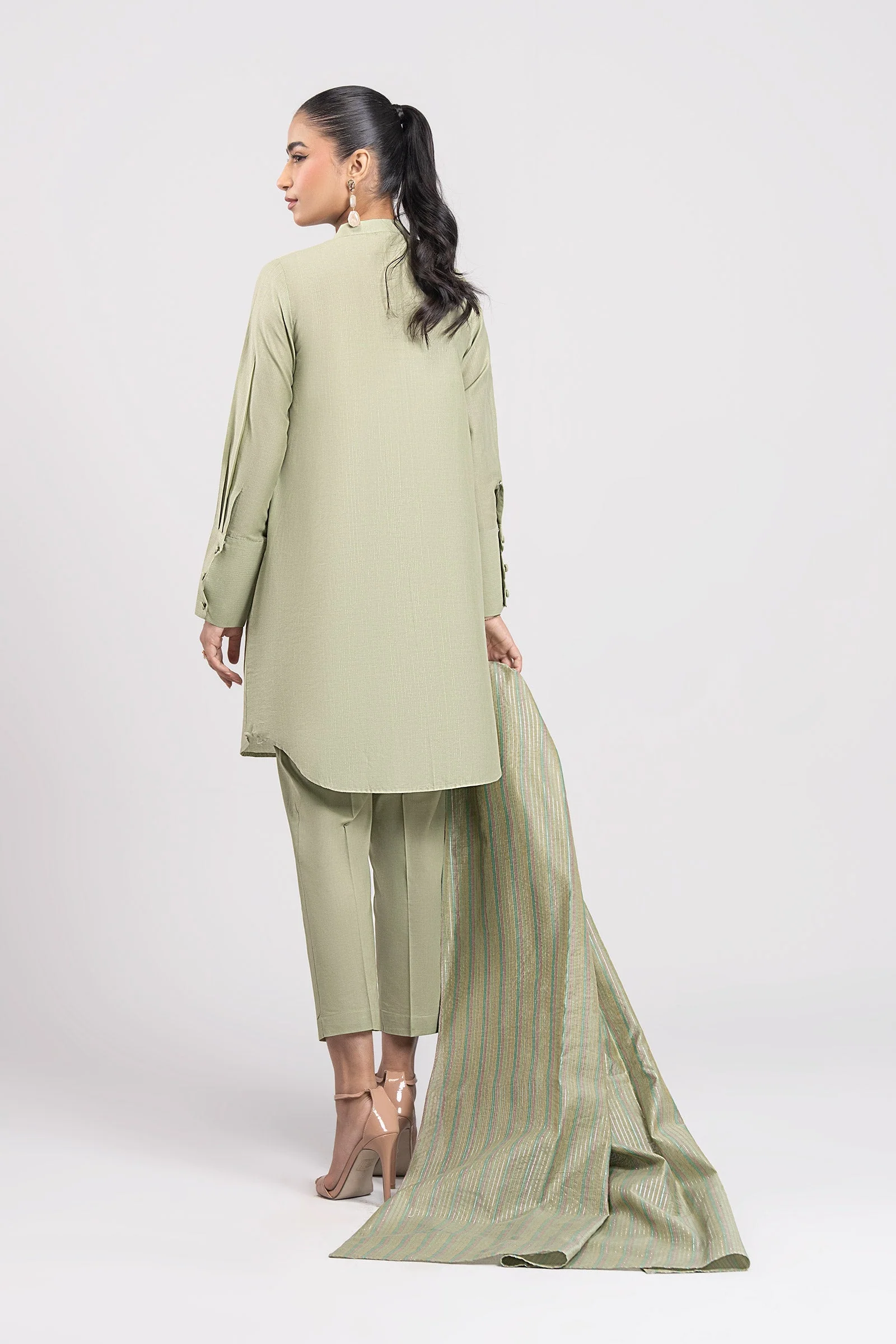 3 Pc Embroidered Lurex Cotton Suit - Image 6