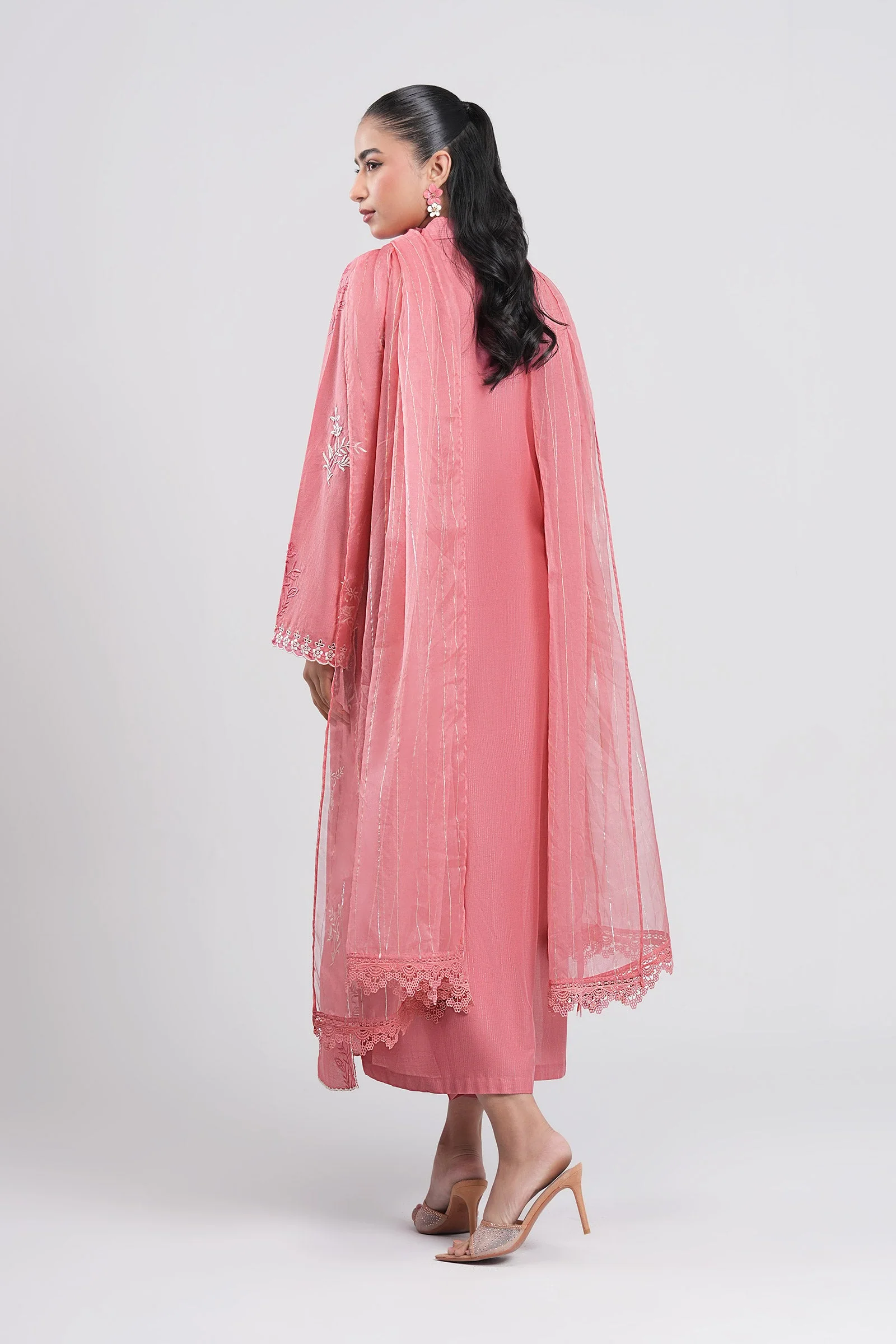 3 Pc Embroidered Lurex Cotton Suit - Image 5
