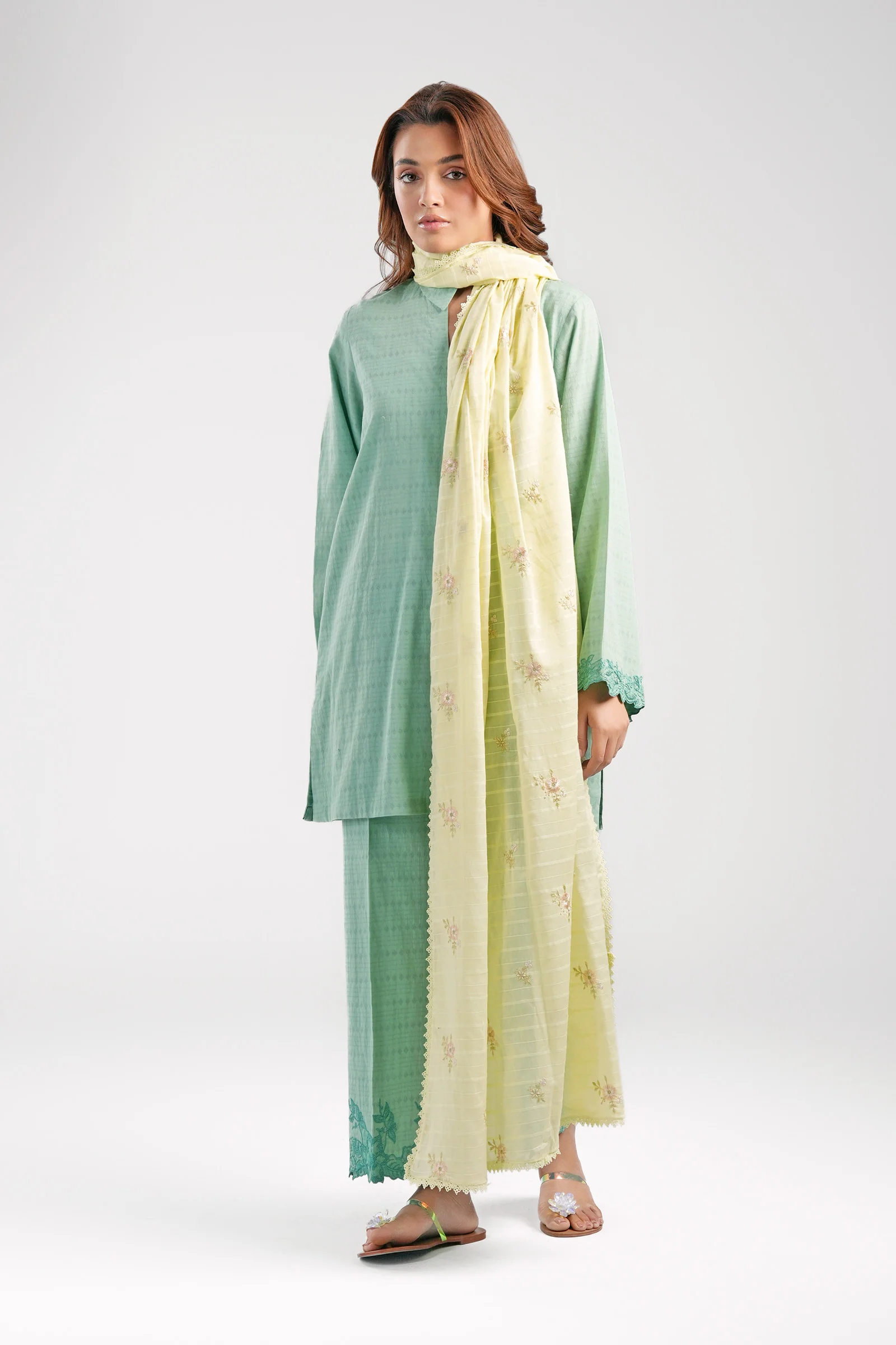 Embroidered Textured Voile Dupatta - Image 3