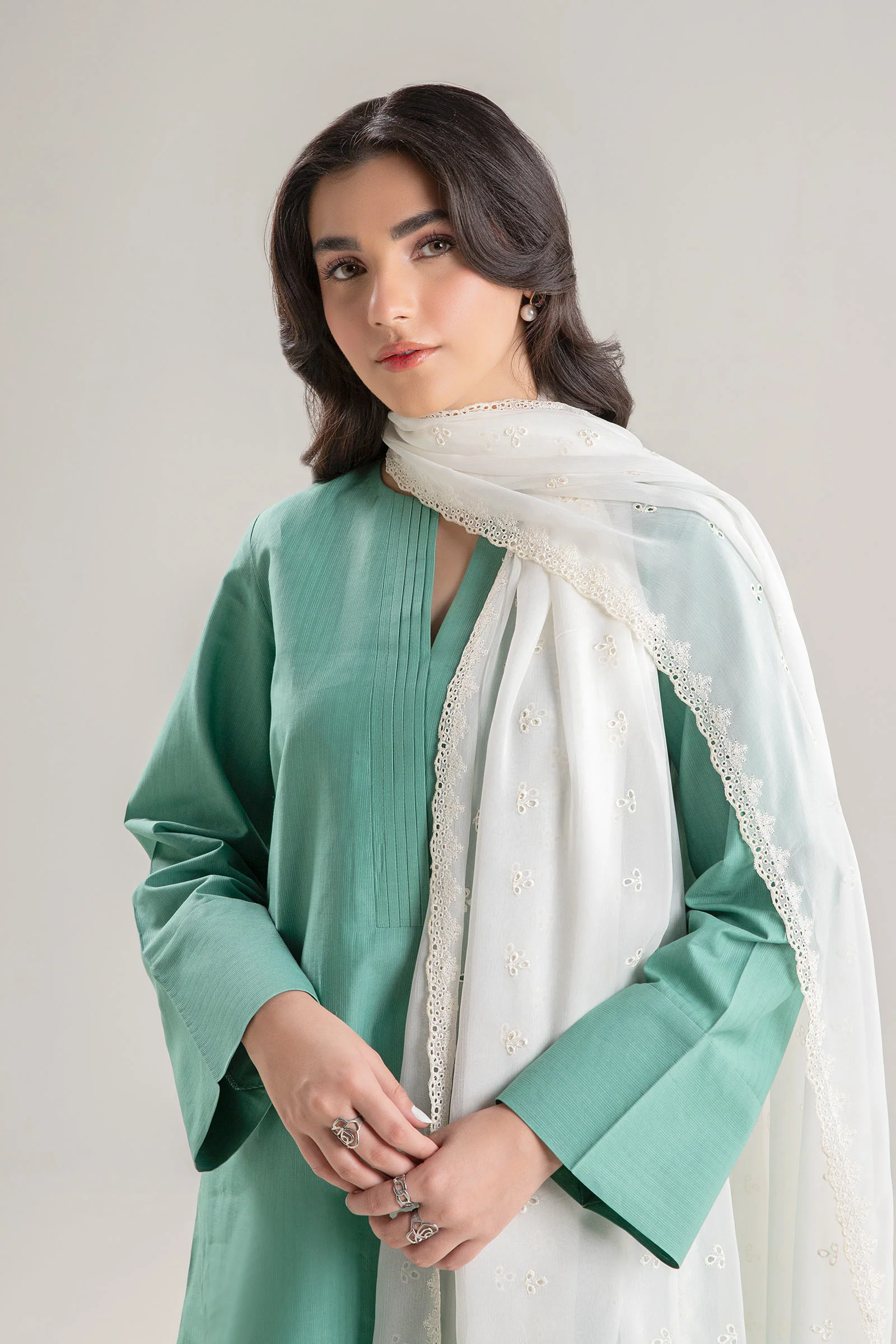 Embroidered Chiffon Dupatta - Image 2