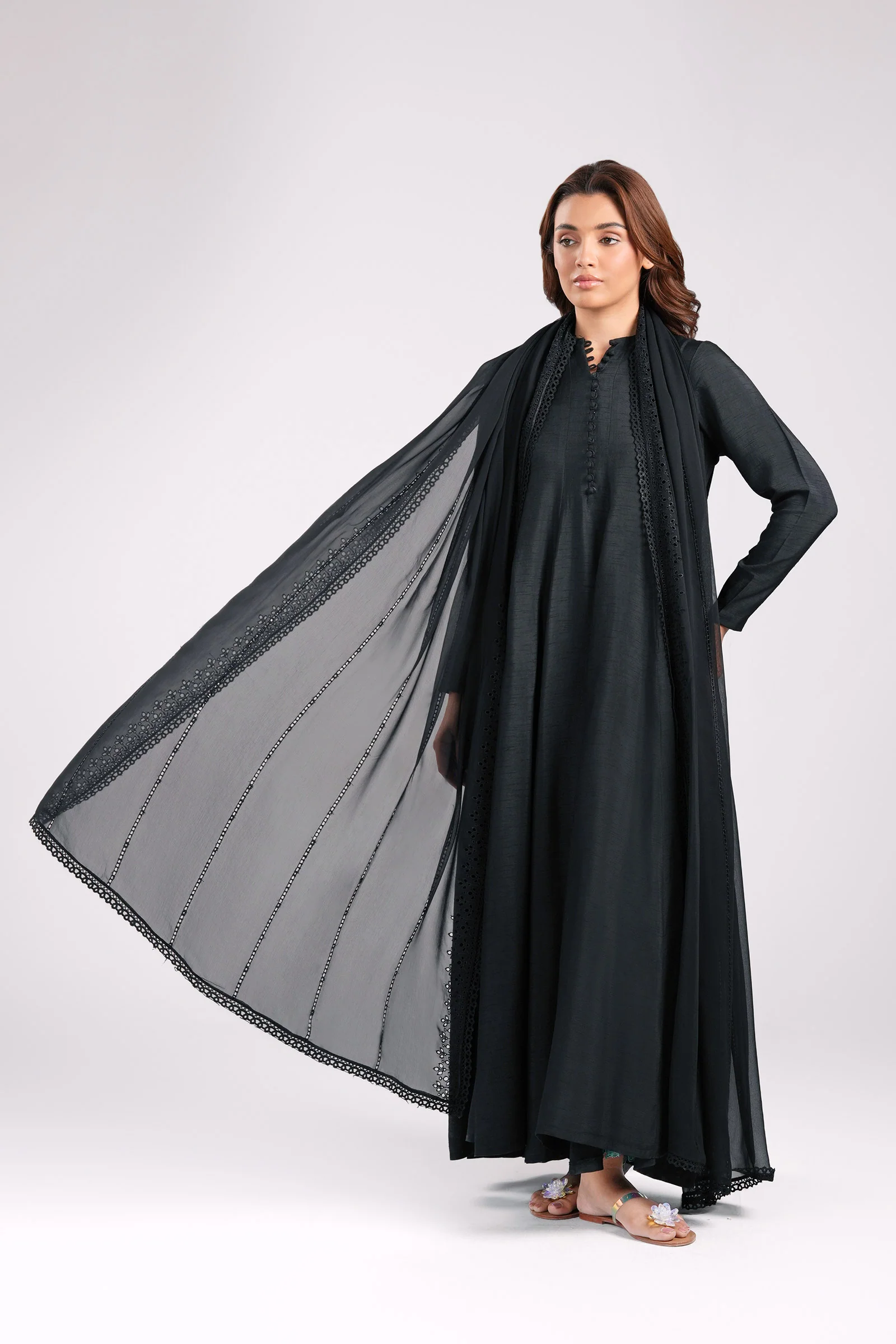 Embroidered Chiffon Dupatta - Image 3