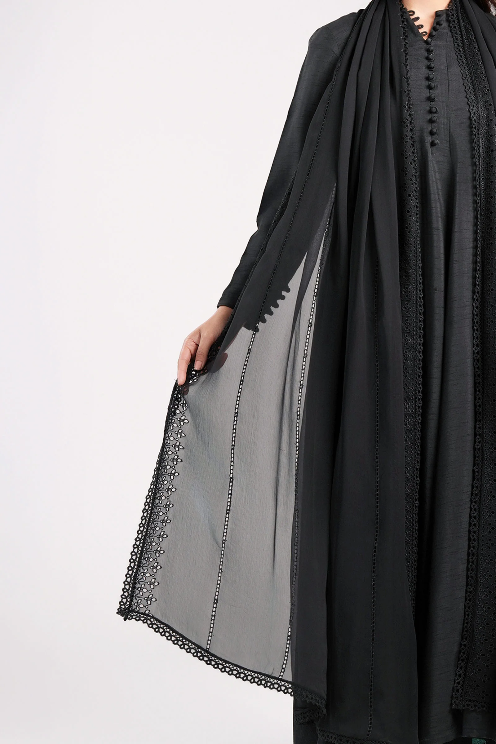 Embroidered Chiffon Dupatta - Image 4