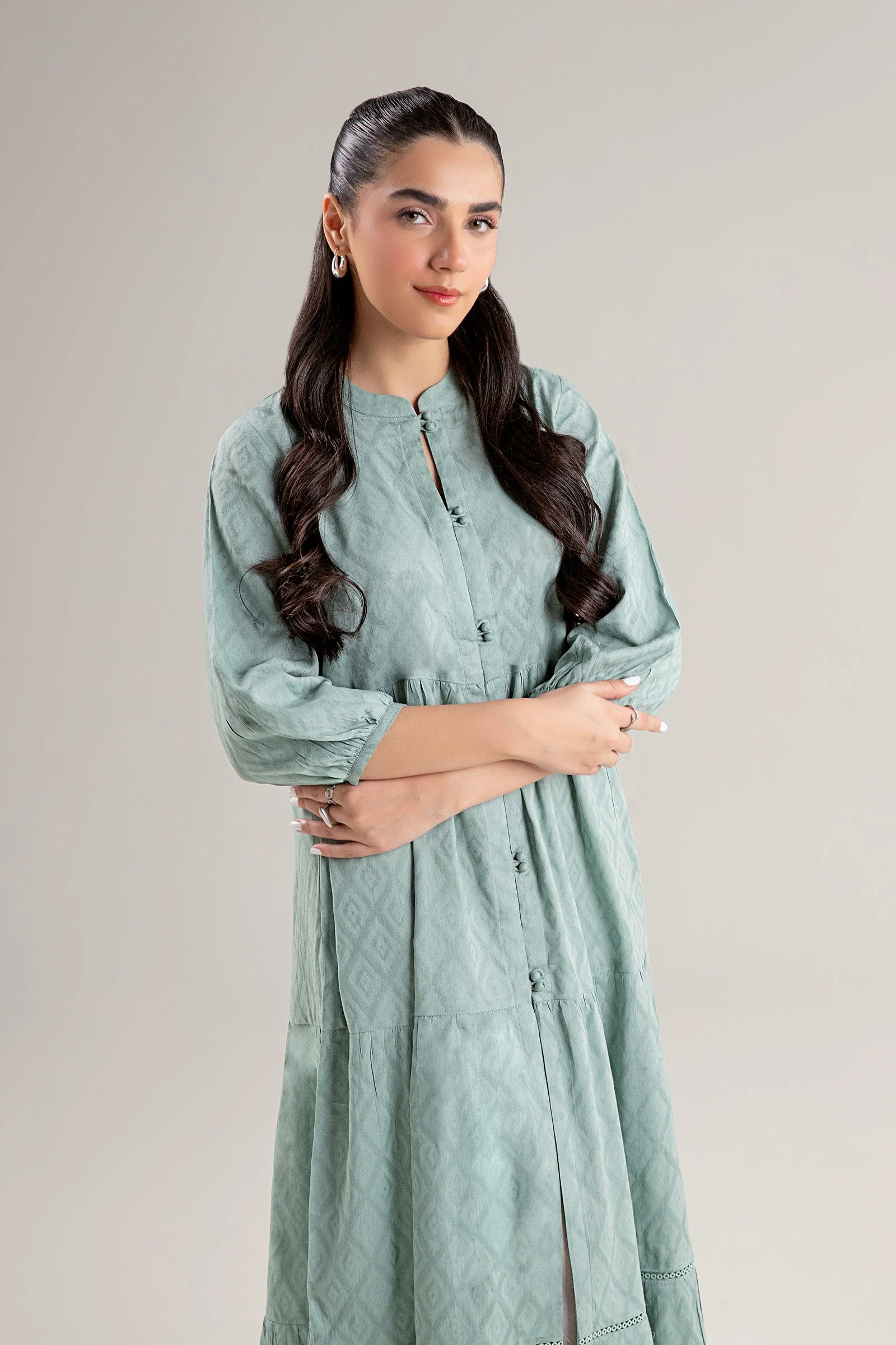 Dyed Dobby Viscose Dress - Image 3