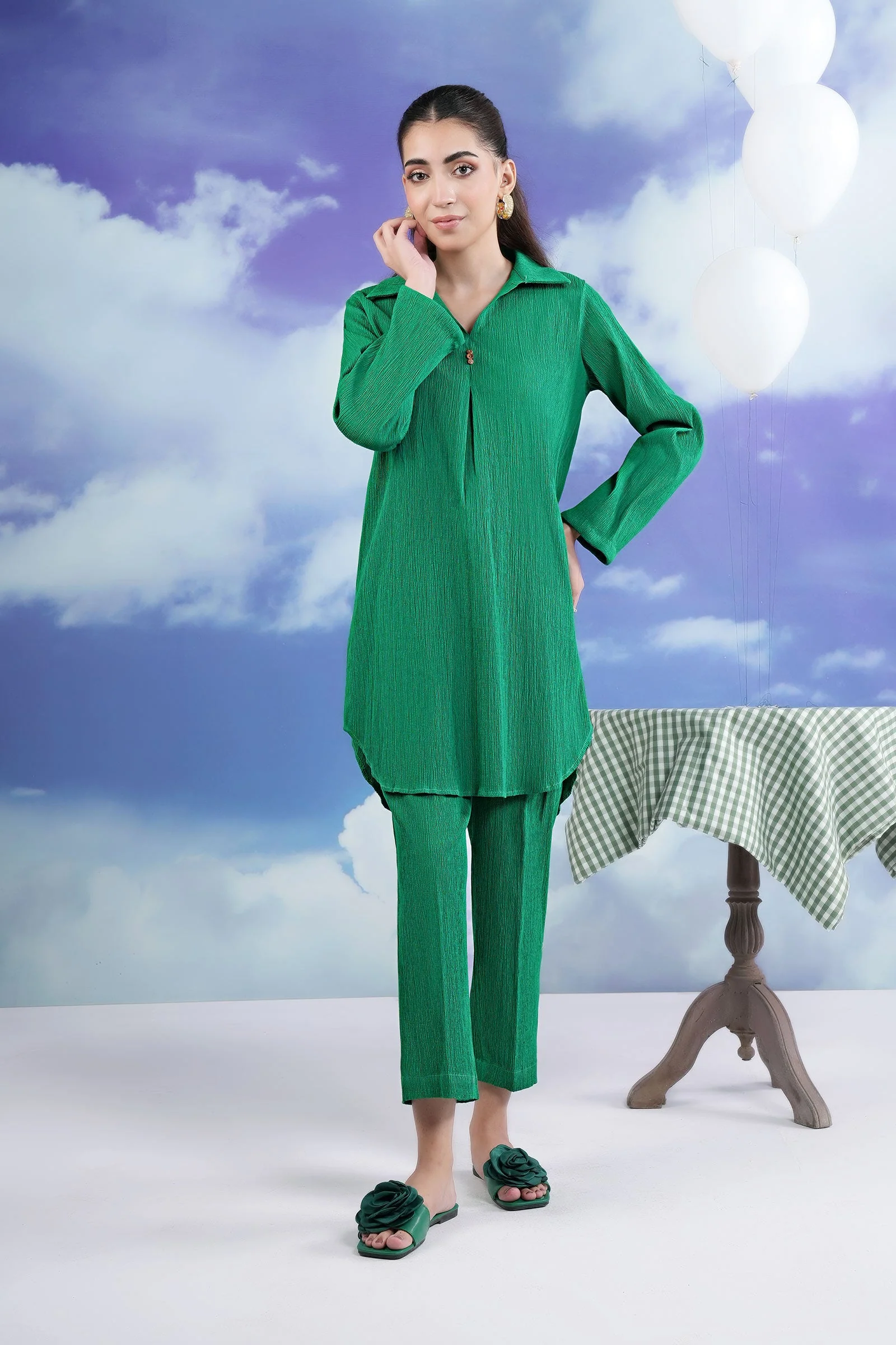 2 Pc Dyed Seersucker Suit - Image 2