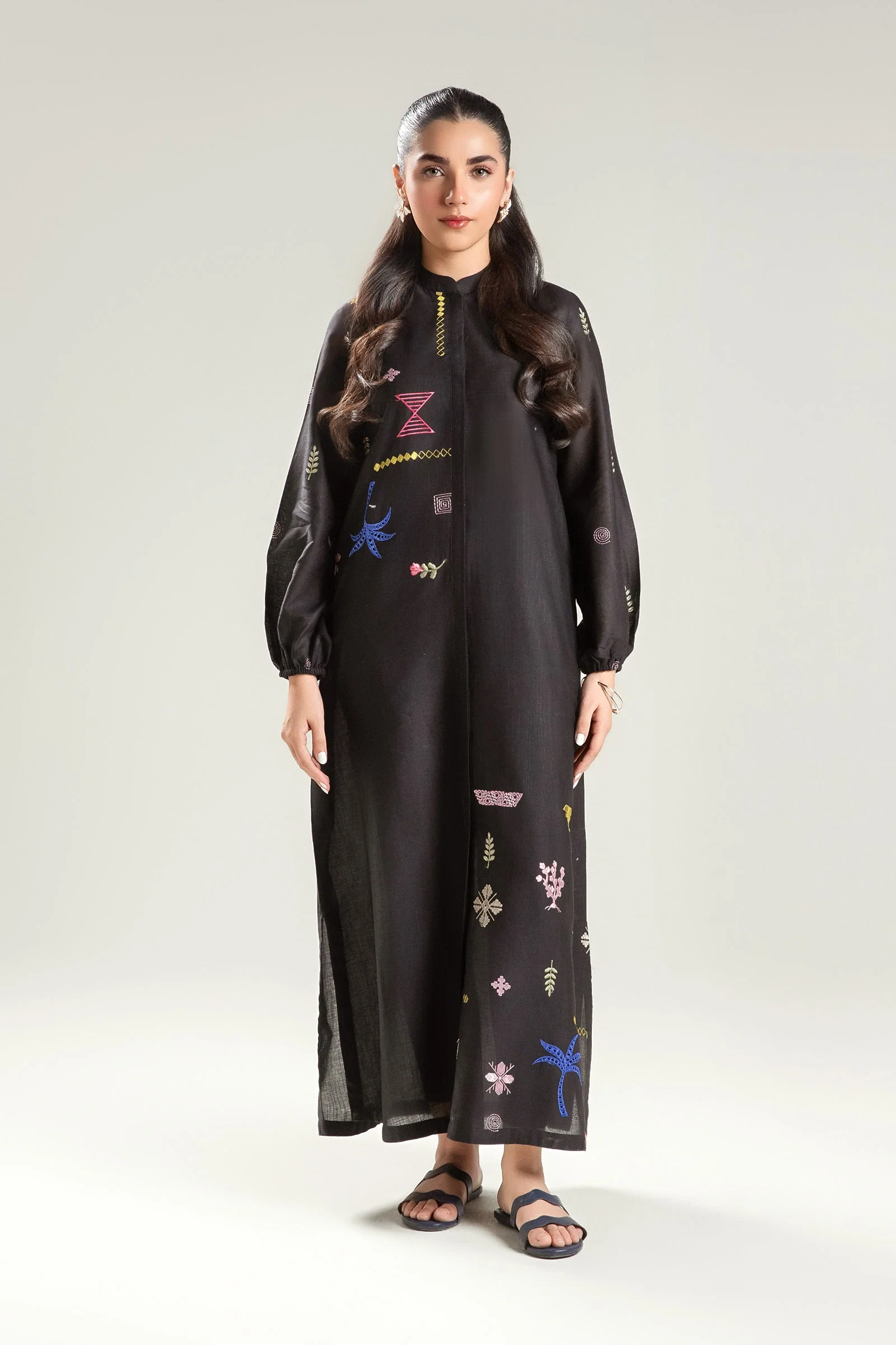 Embroidered Slub Lawn Tunic