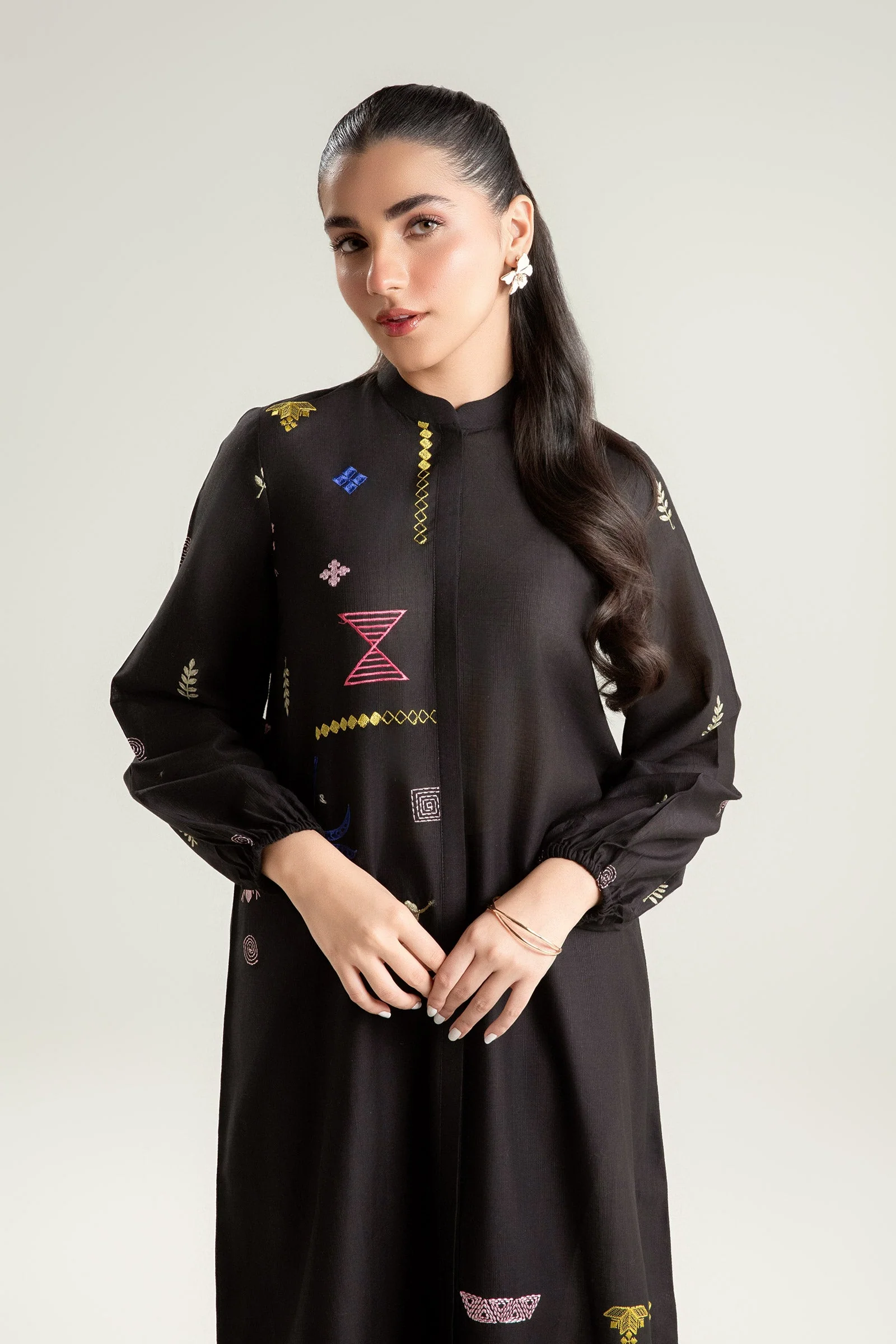 Embroidered Slub Lawn Tunic - Image 2