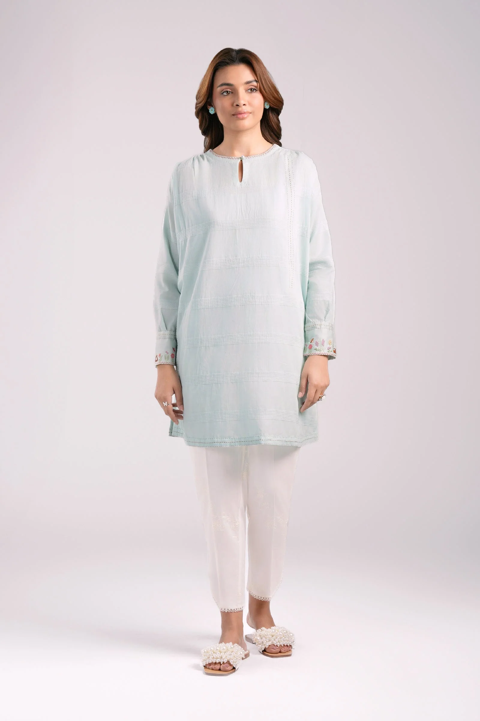 Embroidered Textured Tunic
