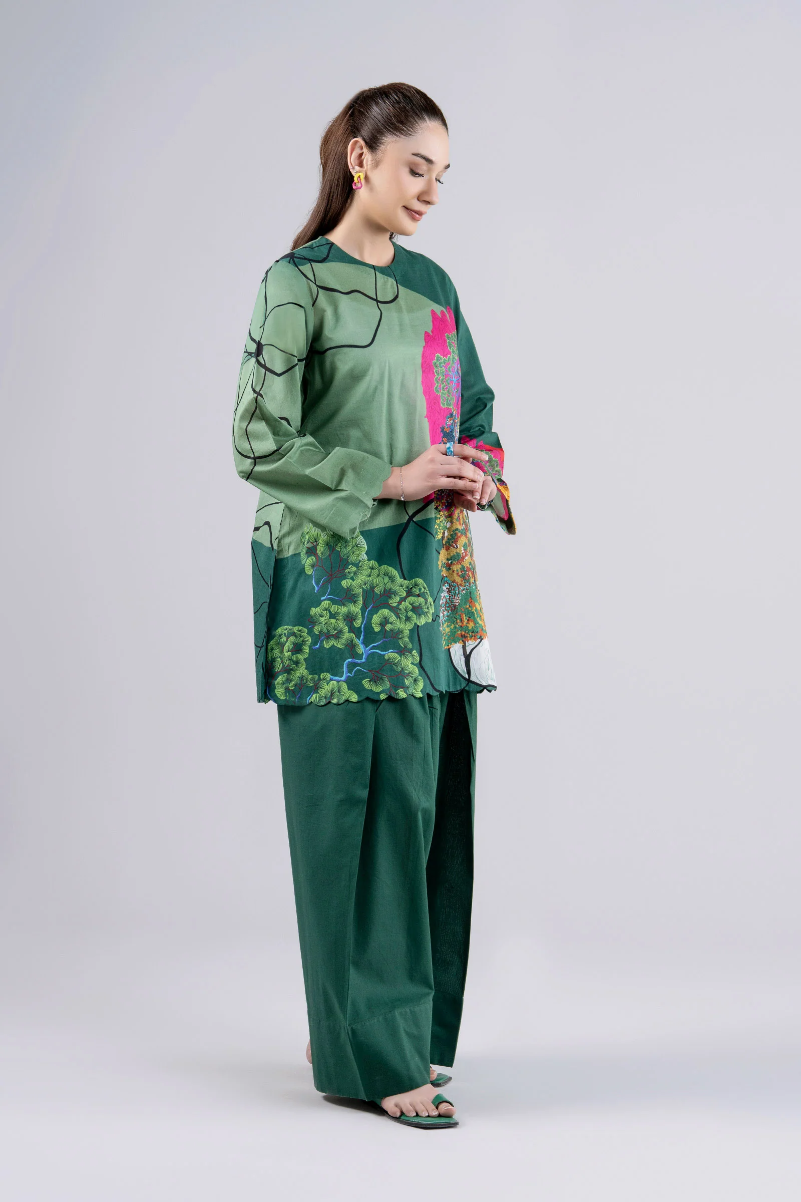 2 Pc Printed Slub Lawn Suit - Image 3
