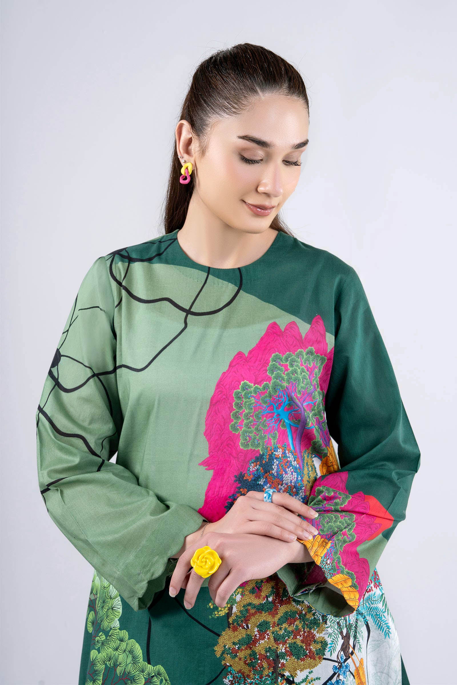 2 Pc Printed Slub Lawn Suit - Image 4