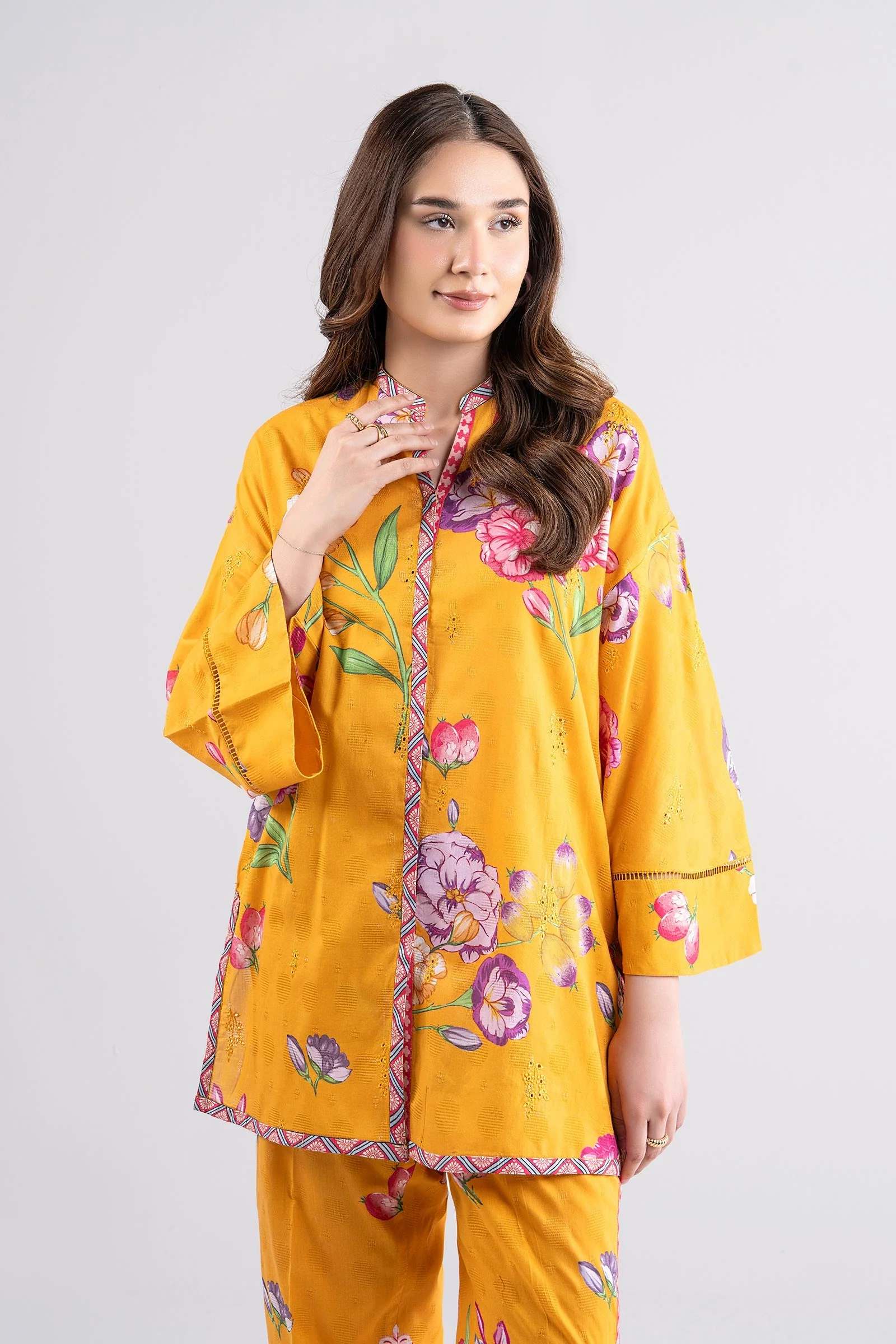 2 Pc Printed Textured Cotton Suit - Image 2