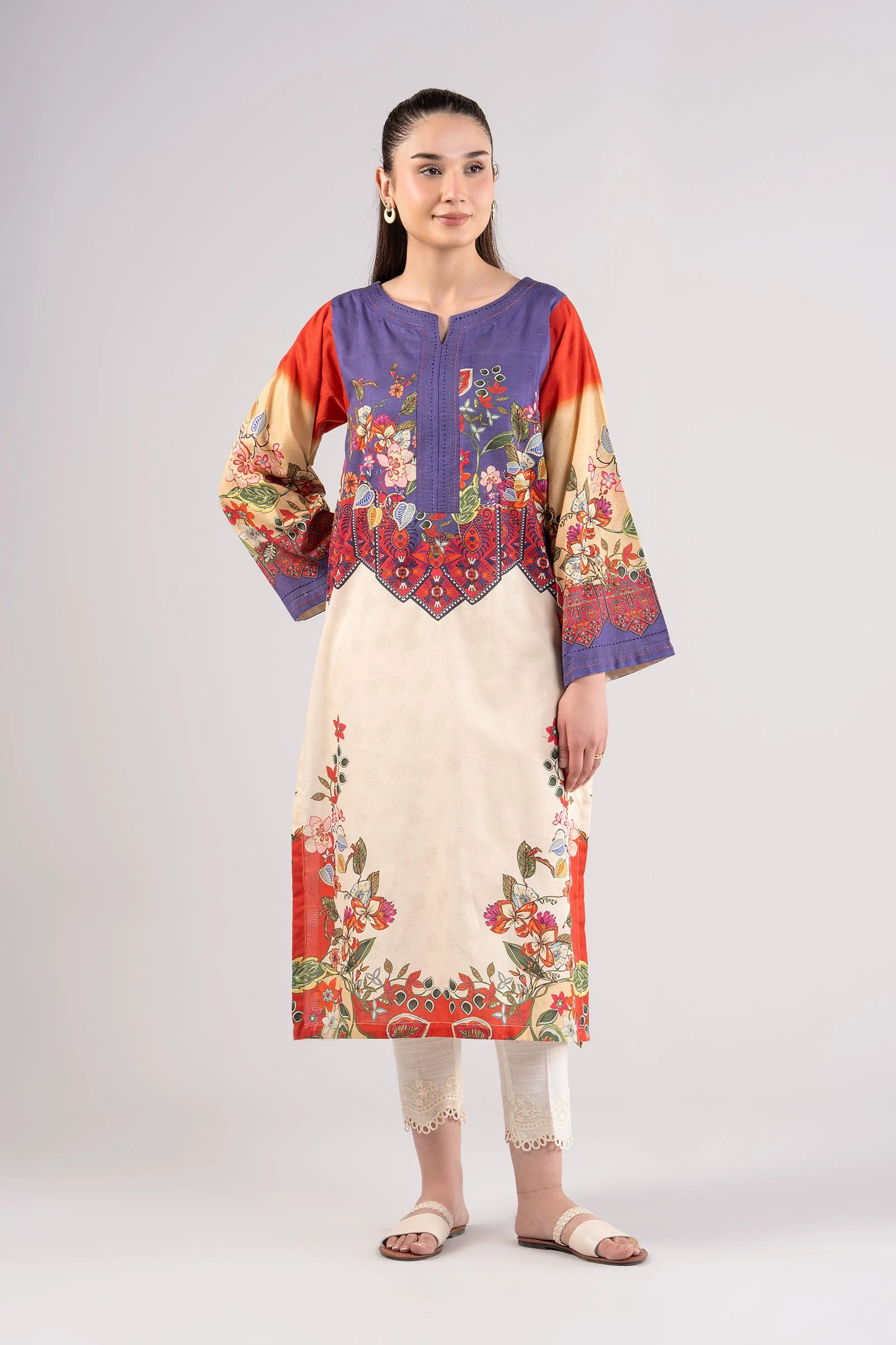 Printed Textured Cotton Shirt