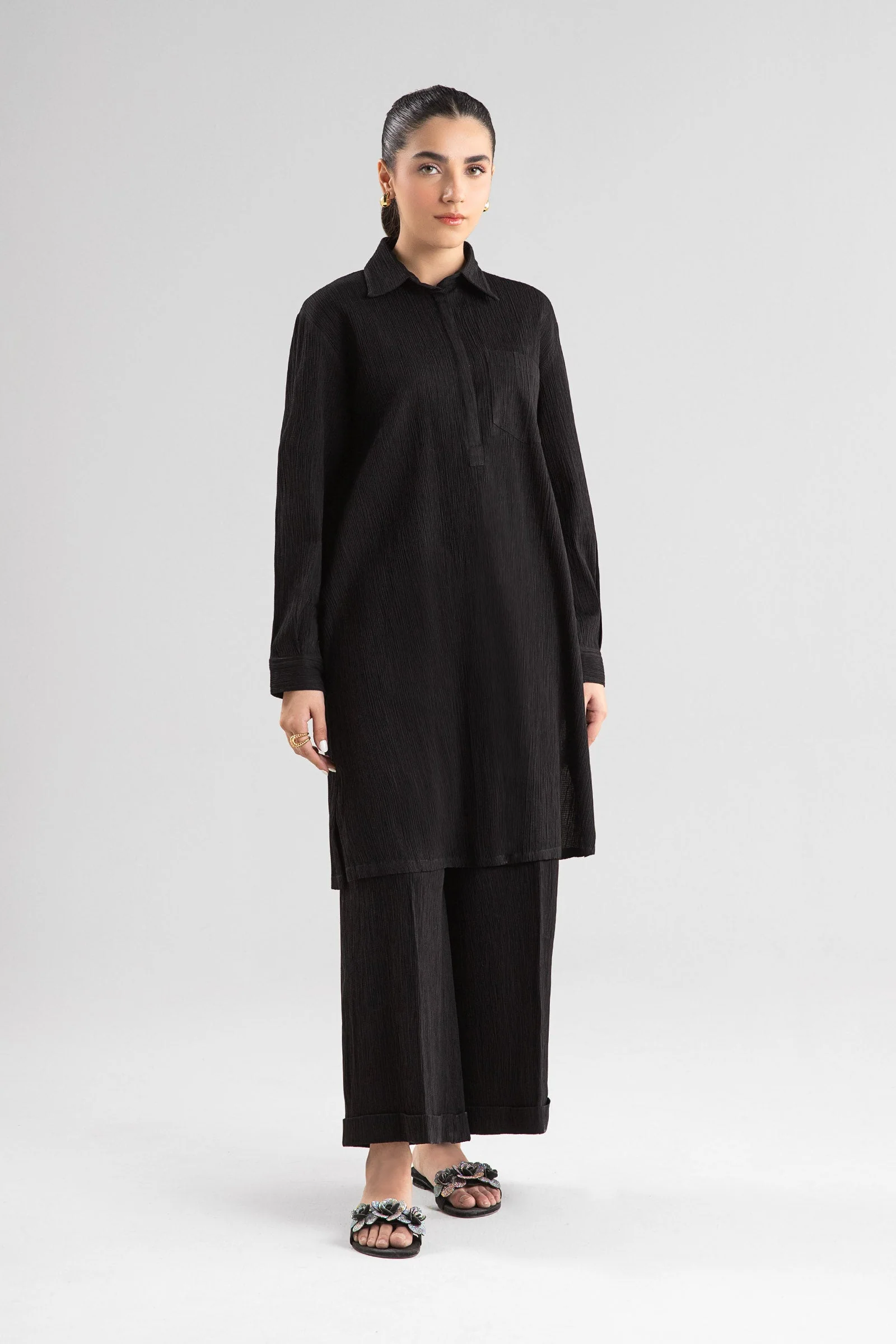 2 Pc Dyed Seersucker Suit