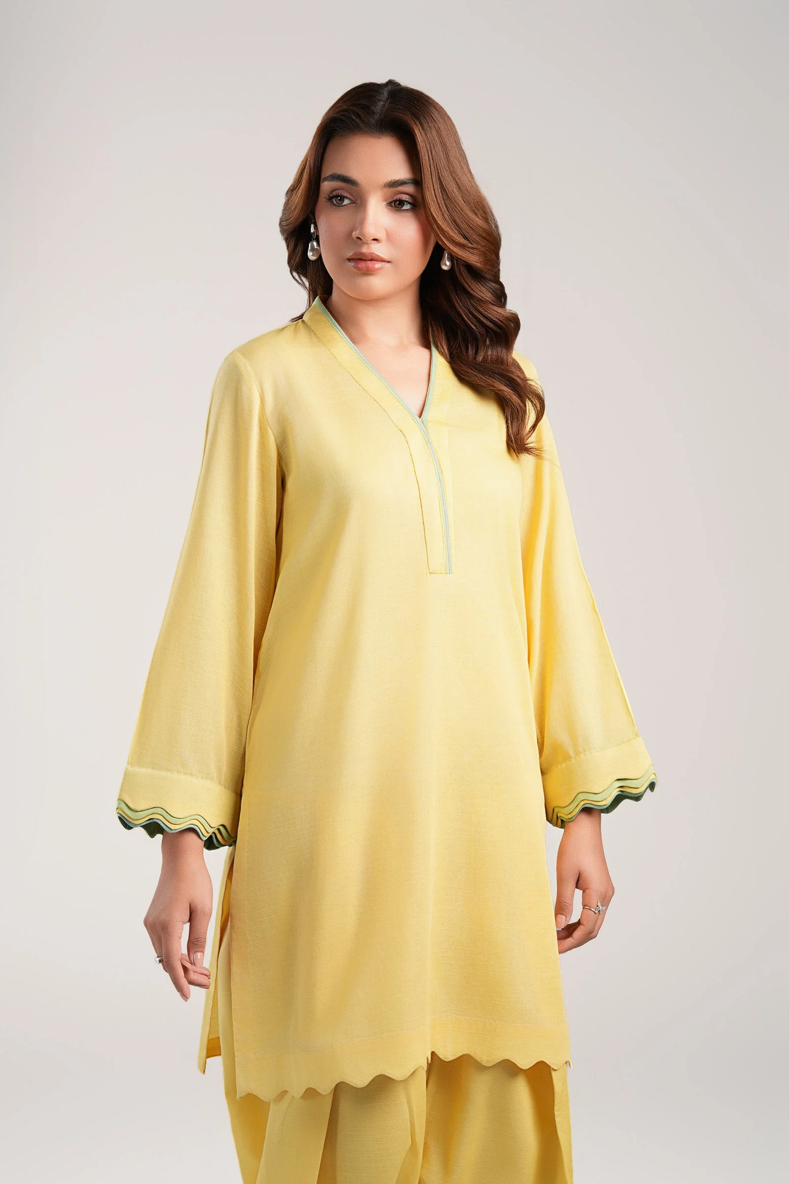 2 Pc Dyed Slub Lawn Suit - Image 3