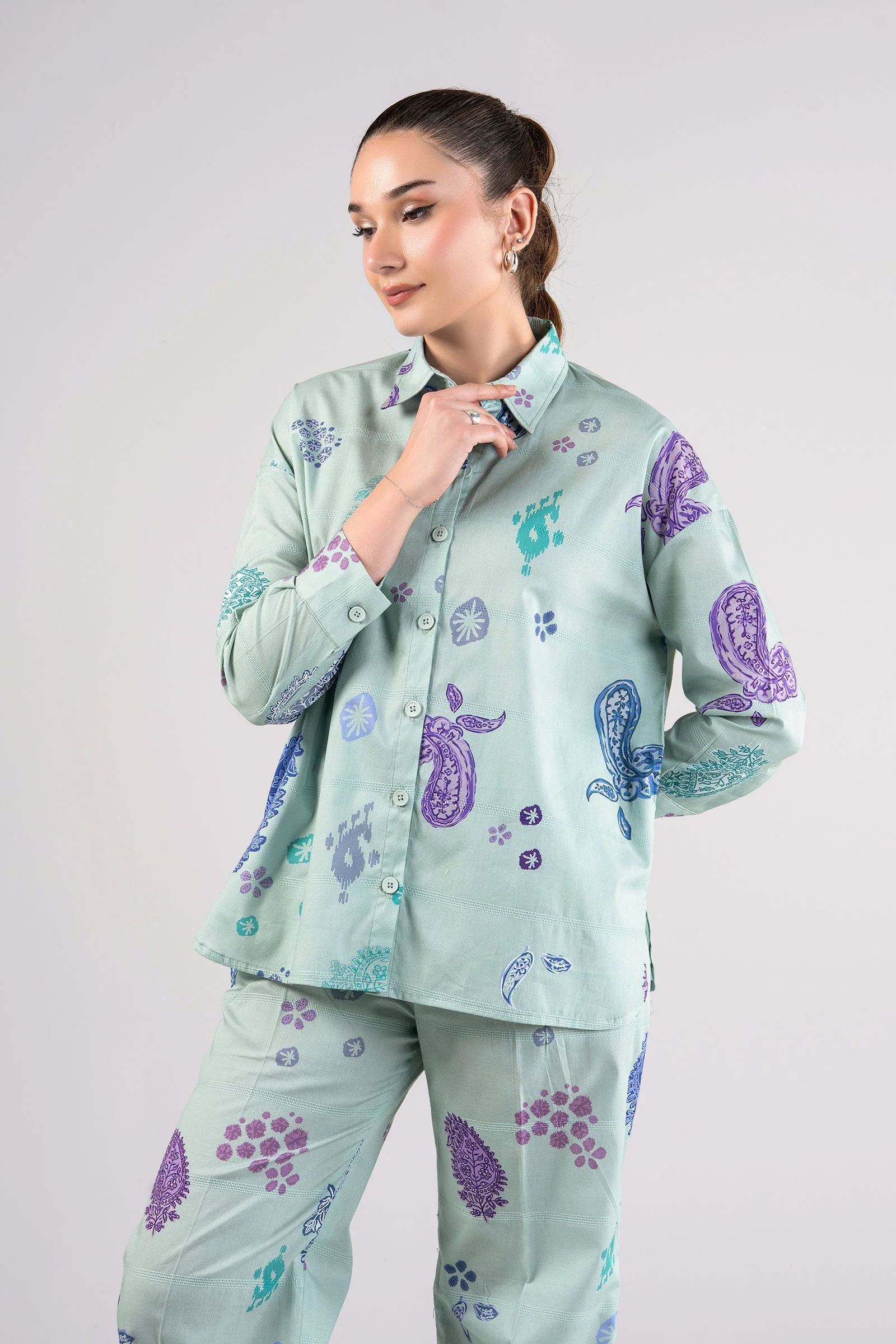 2 Pc Printed Textured Cotton Suit - Image 2