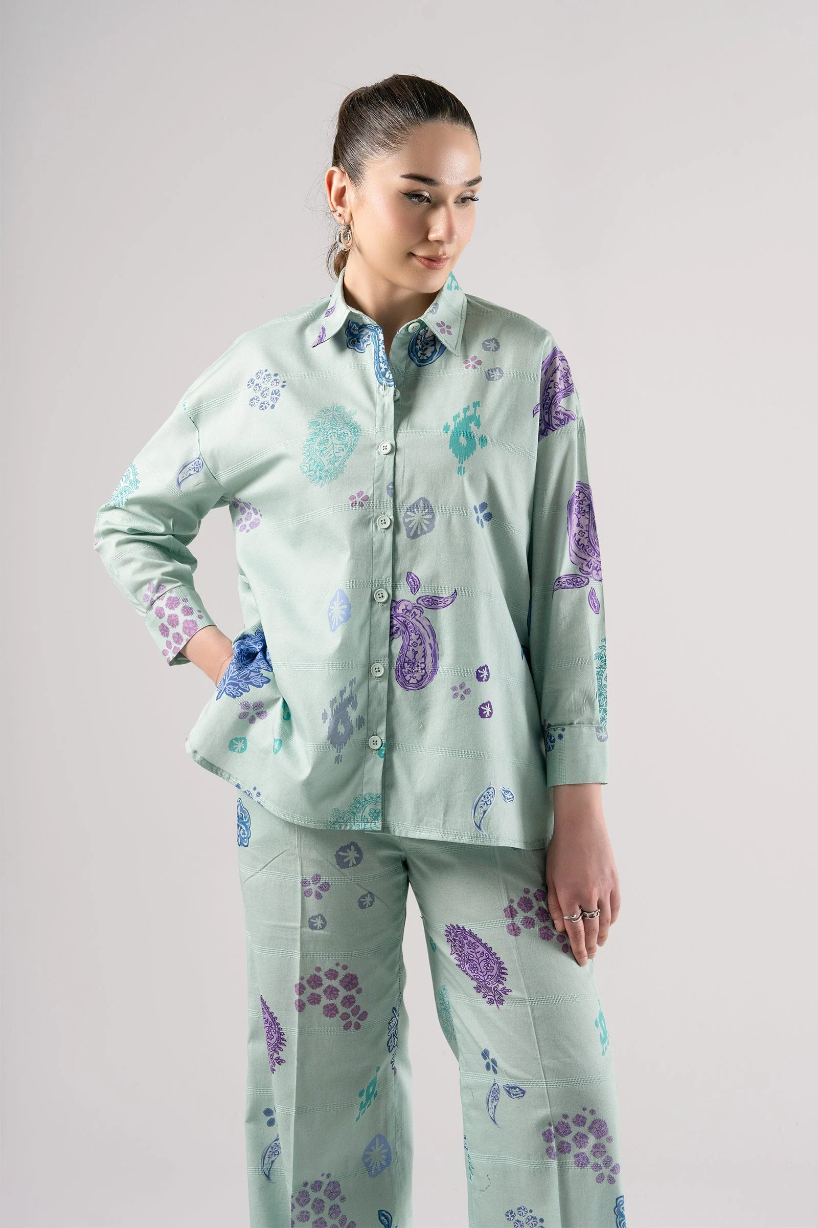 2 Pc Printed Textured Cotton Suit - Image 3
