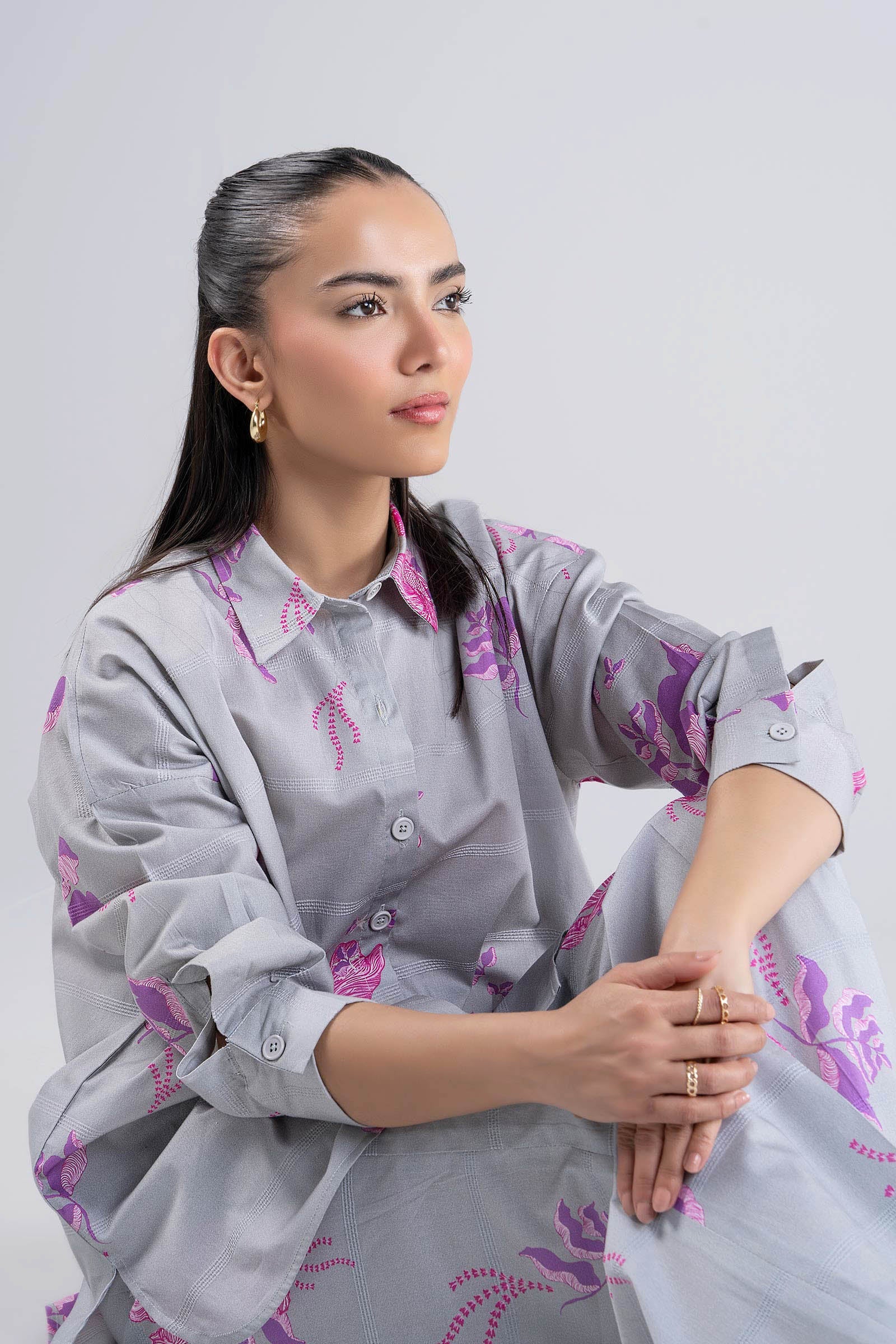 2 Pc Printed Textured Cotton Suit - Image 3