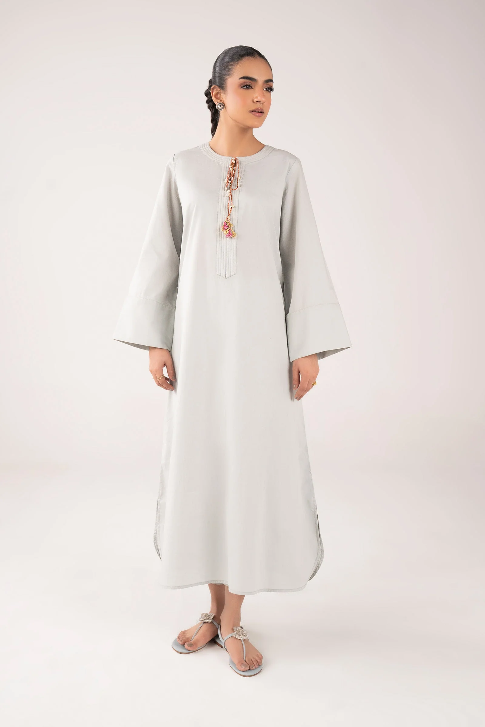 2 Pc Dyed Slub Lawn Suit - Image 2