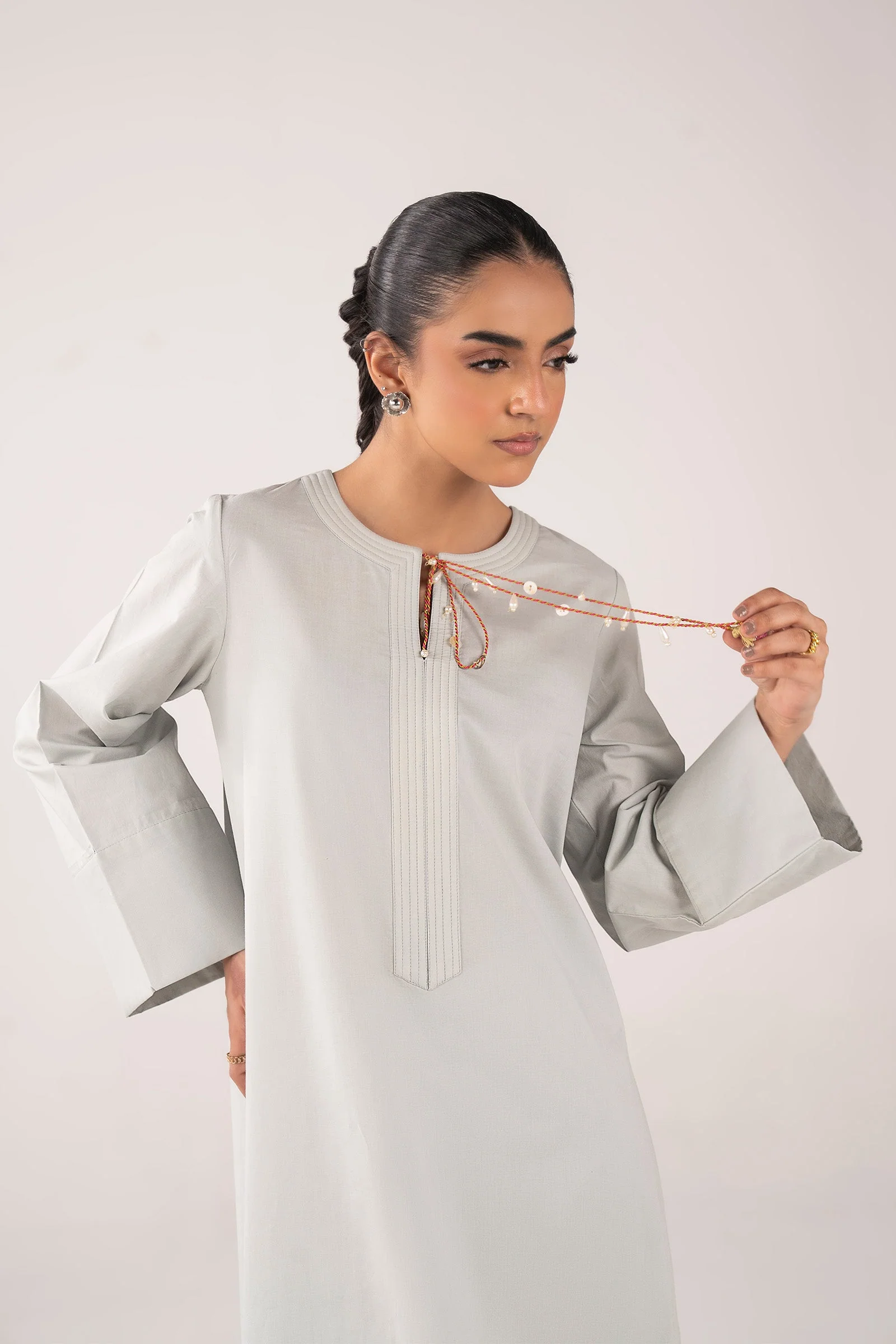 2 Pc Dyed Slub Lawn Suit - Image 3