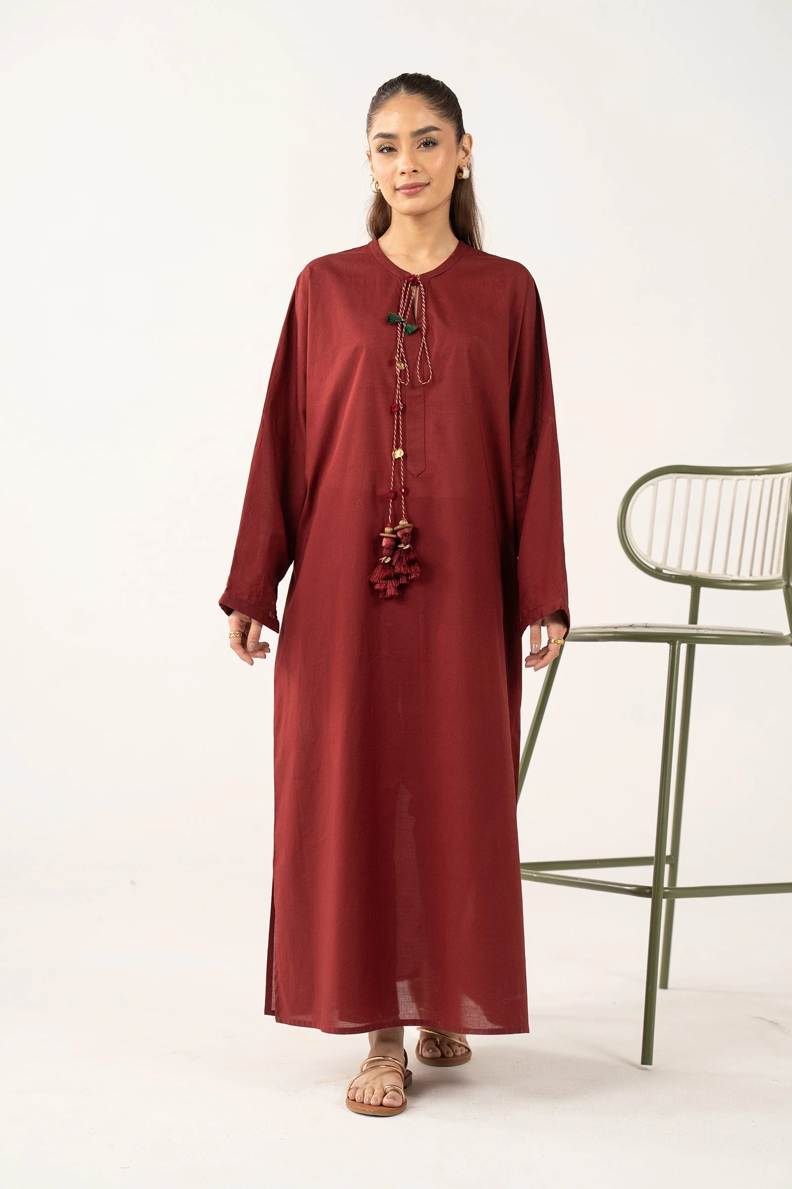 2 Pc Dyed Slub Lawn Suit - Image 2