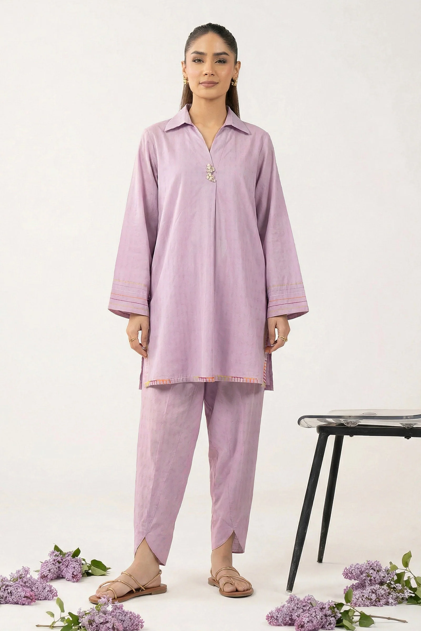 2 Pc Dyed Dobby Cotton Suit