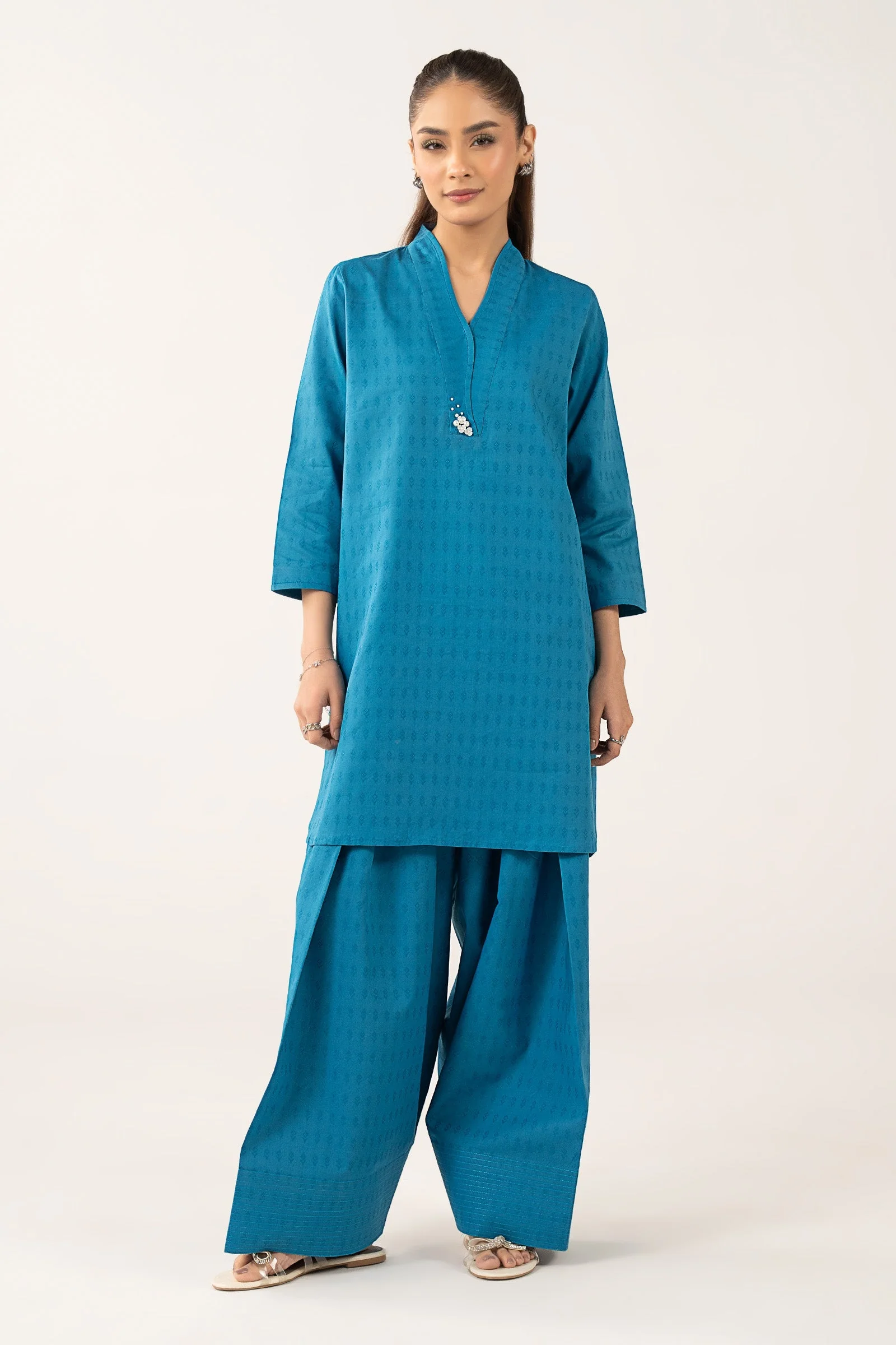2 Pc Dyed Dobby Cotton Suit - Image 2