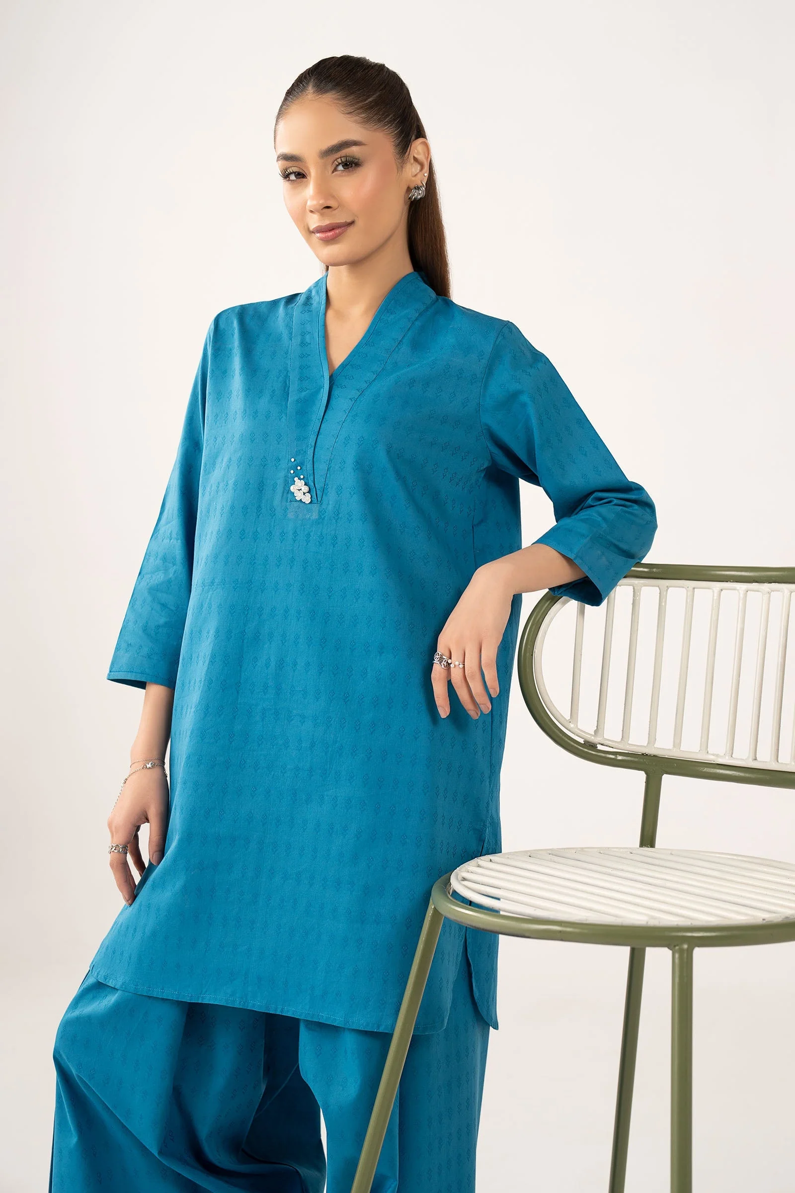 2 Pc Dyed Dobby Cotton Suit - Image 3