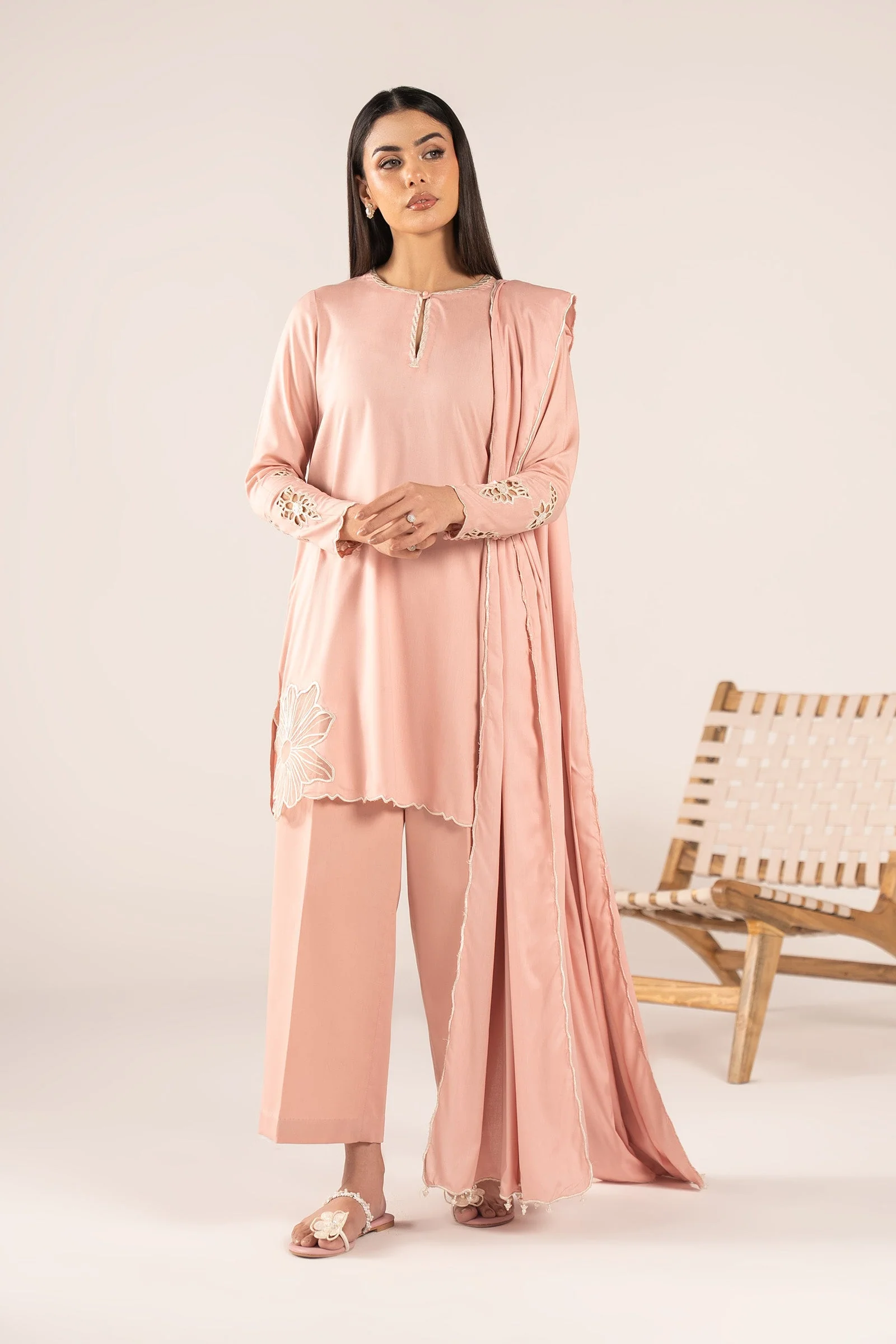 2 Pc Embroidered Arabic Lawn Suit - Image 2