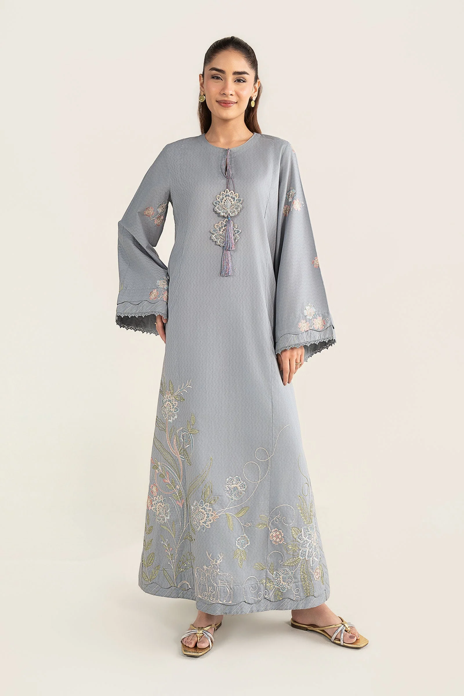 2 Pc Embroidered Dobby Cotton Suit