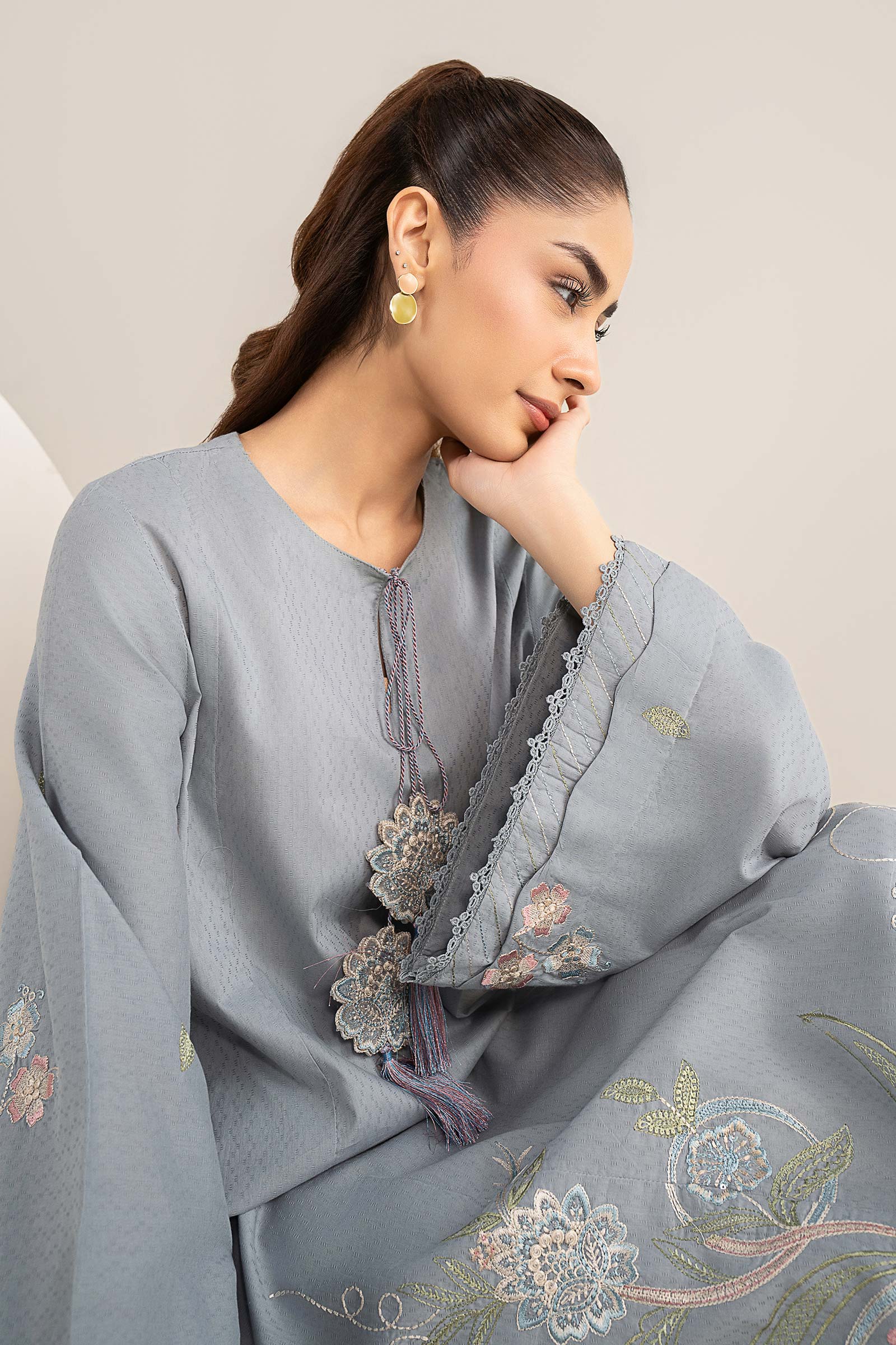 2 Pc Embroidered Dobby Cotton Suit - Image 2