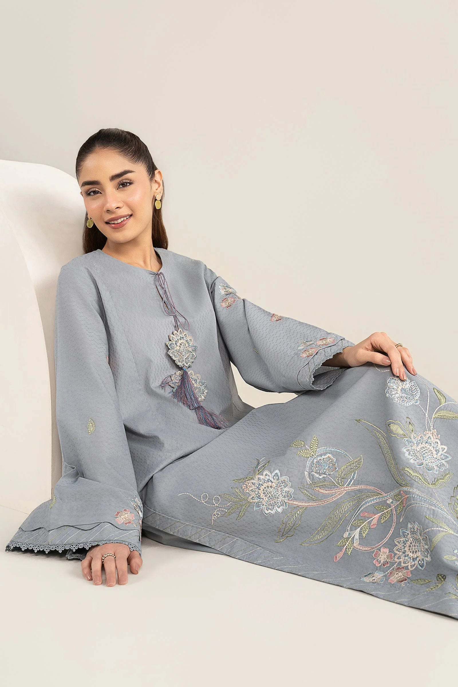 2 Pc Embroidered Dobby Cotton Suit - Image 5