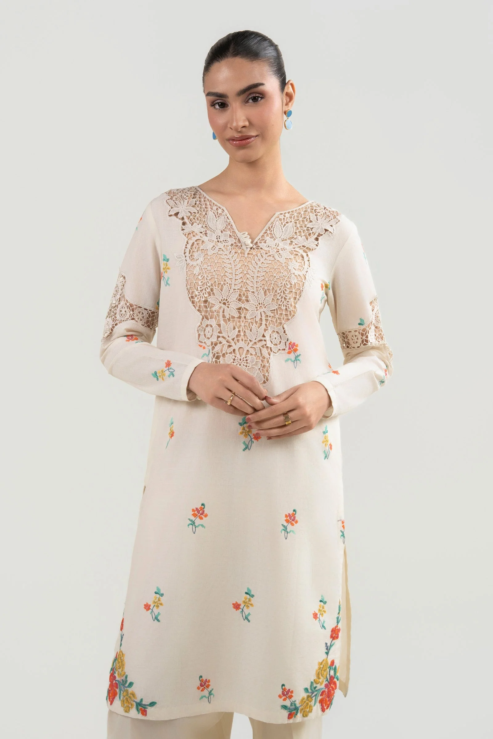 2 Pc Embroidered Dobby Suit