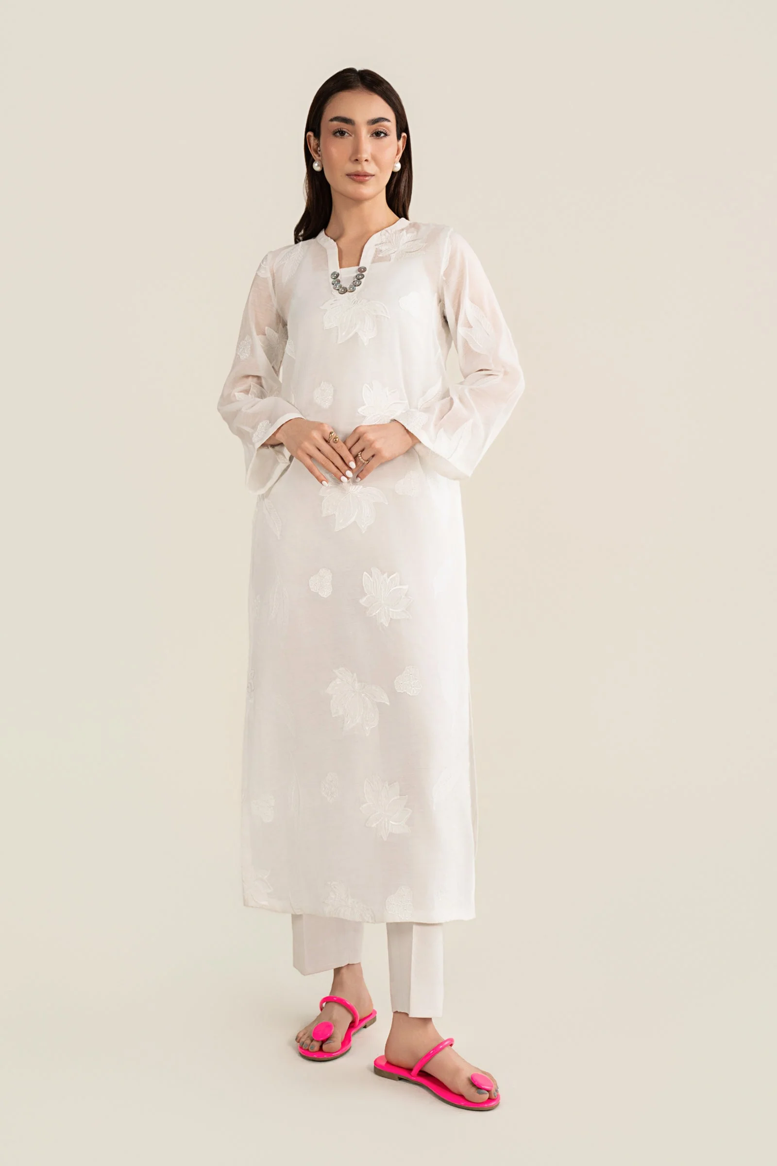 Embroidered Paper Lawn Shirt