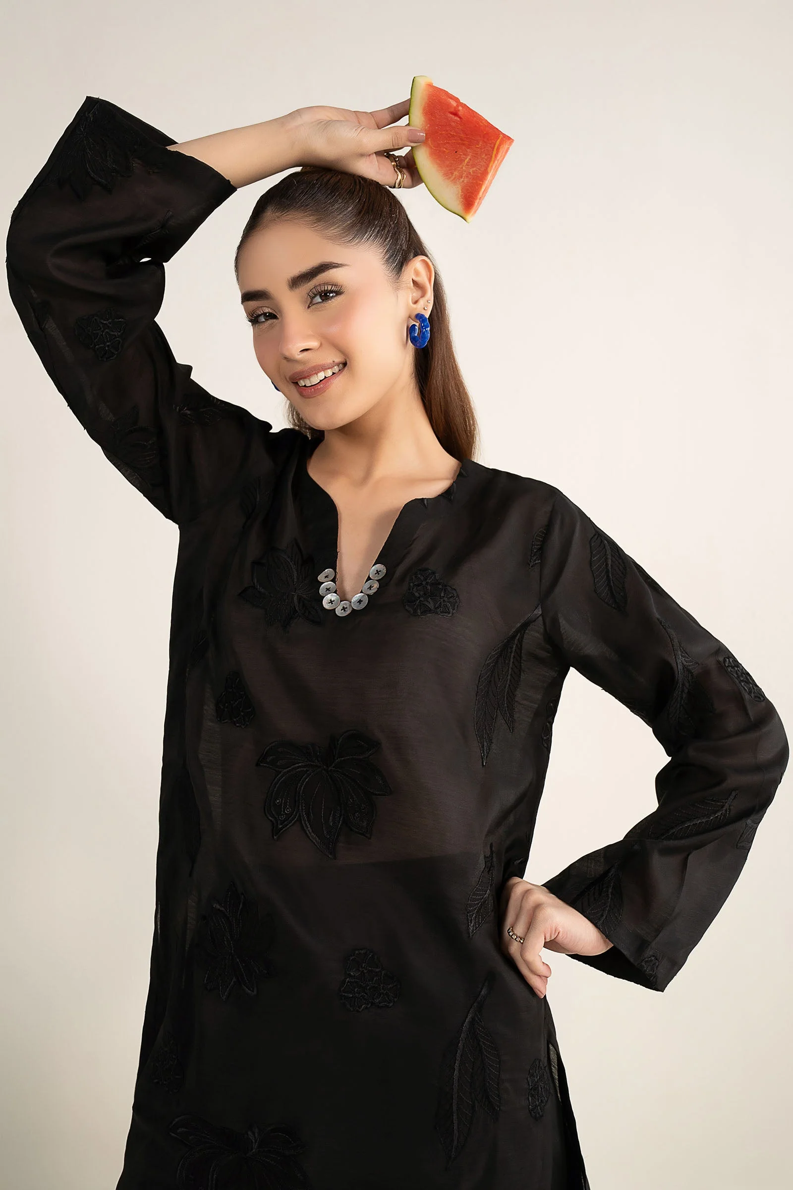 Embroidered Paper Lawn Shirt