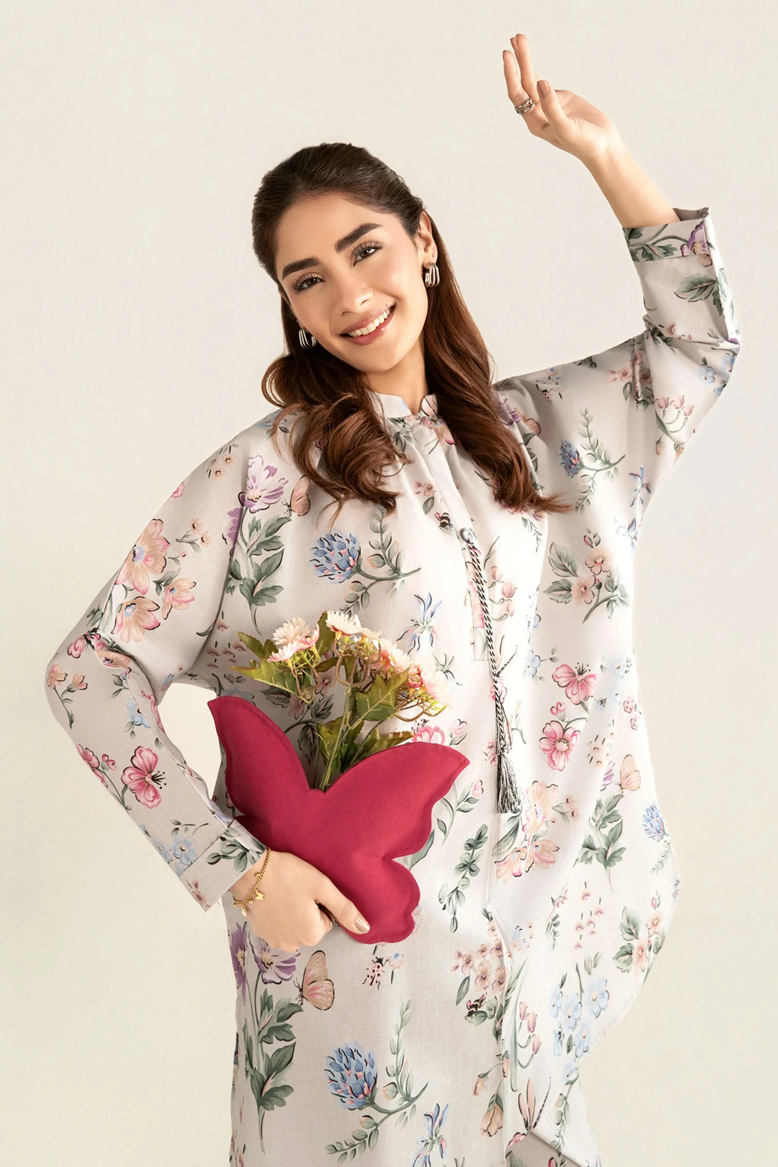 2 Pc Printed Dobby Suit