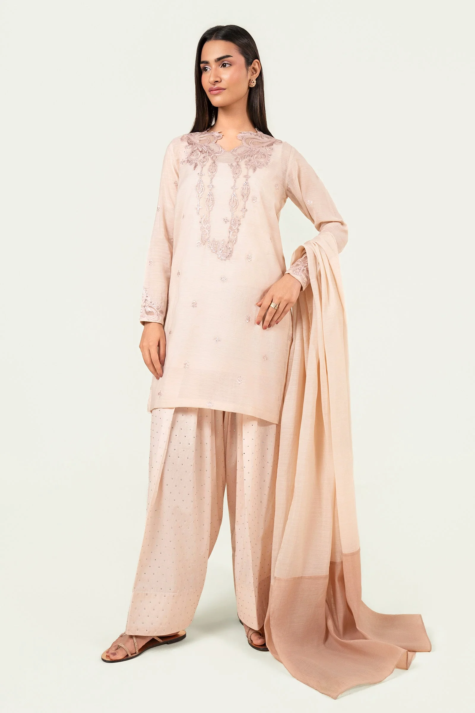 3 Pc Embroidered Paper Lawn Suit - Image 2