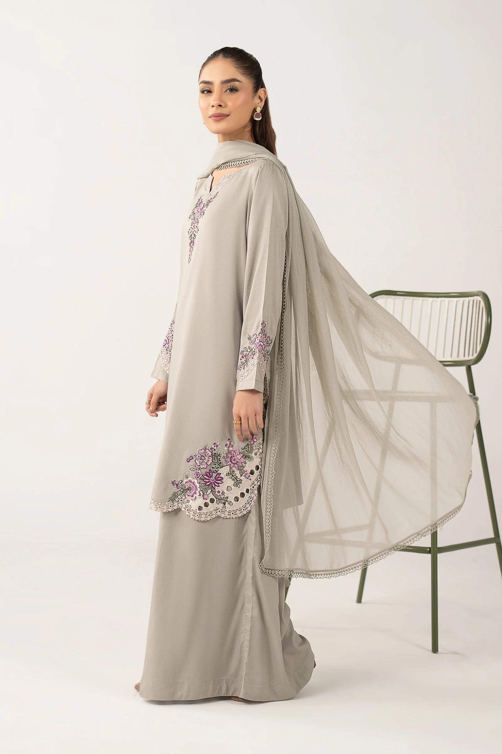 2 Pc Embroidered Arabic Lawn Suit - Image 6