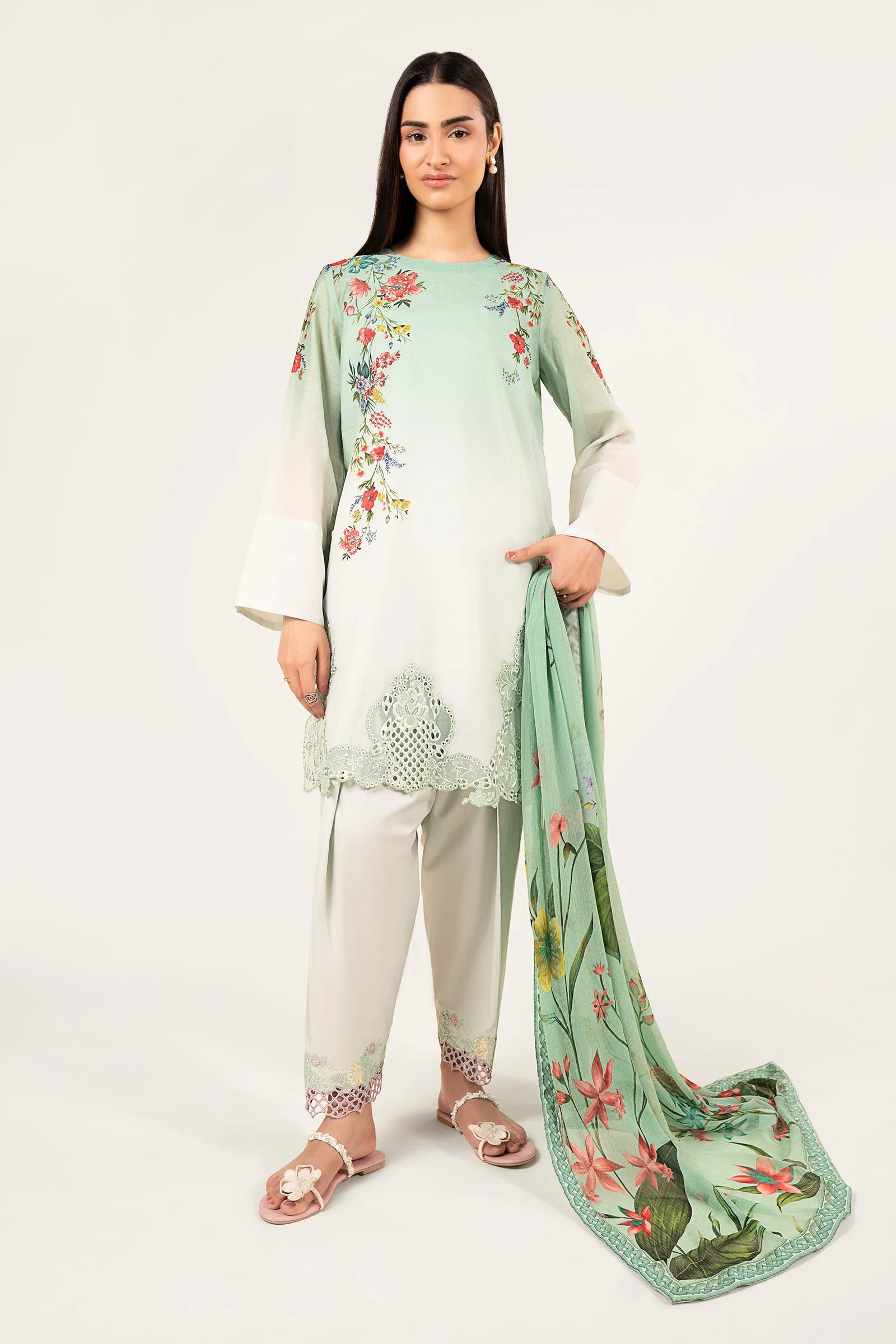 3 Pc Embroidered Paper Lawn Suit - Image 2