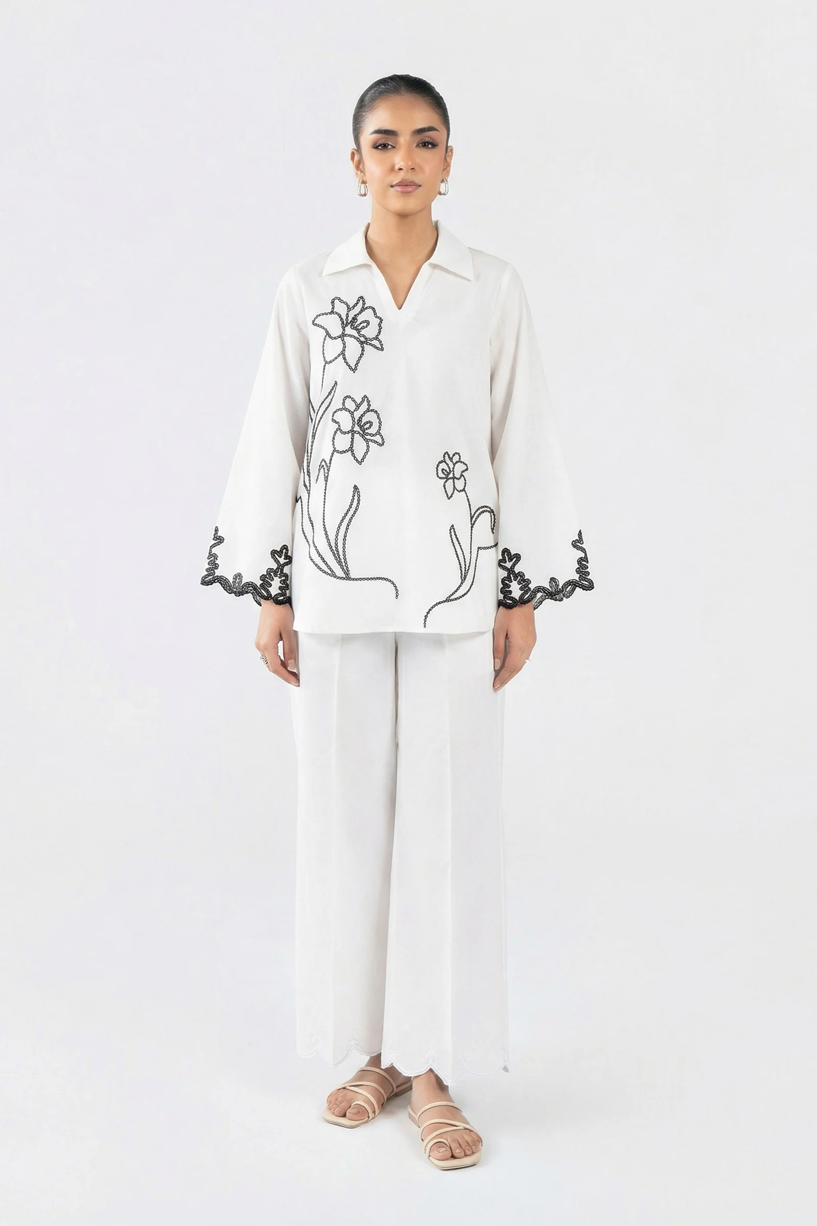 Embroidered Slub Lawn Shirt - Image 2