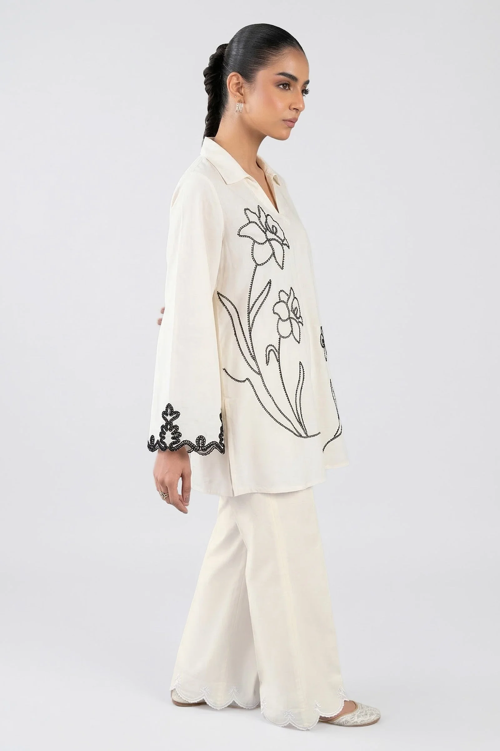 Embroidered Slub Lawn Shirt - Image 4