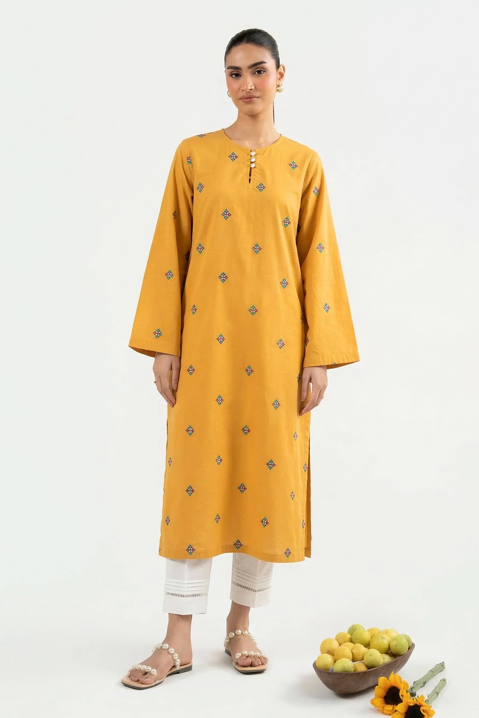 Embroidered Crosshatch Lawn Shirt - Image 2