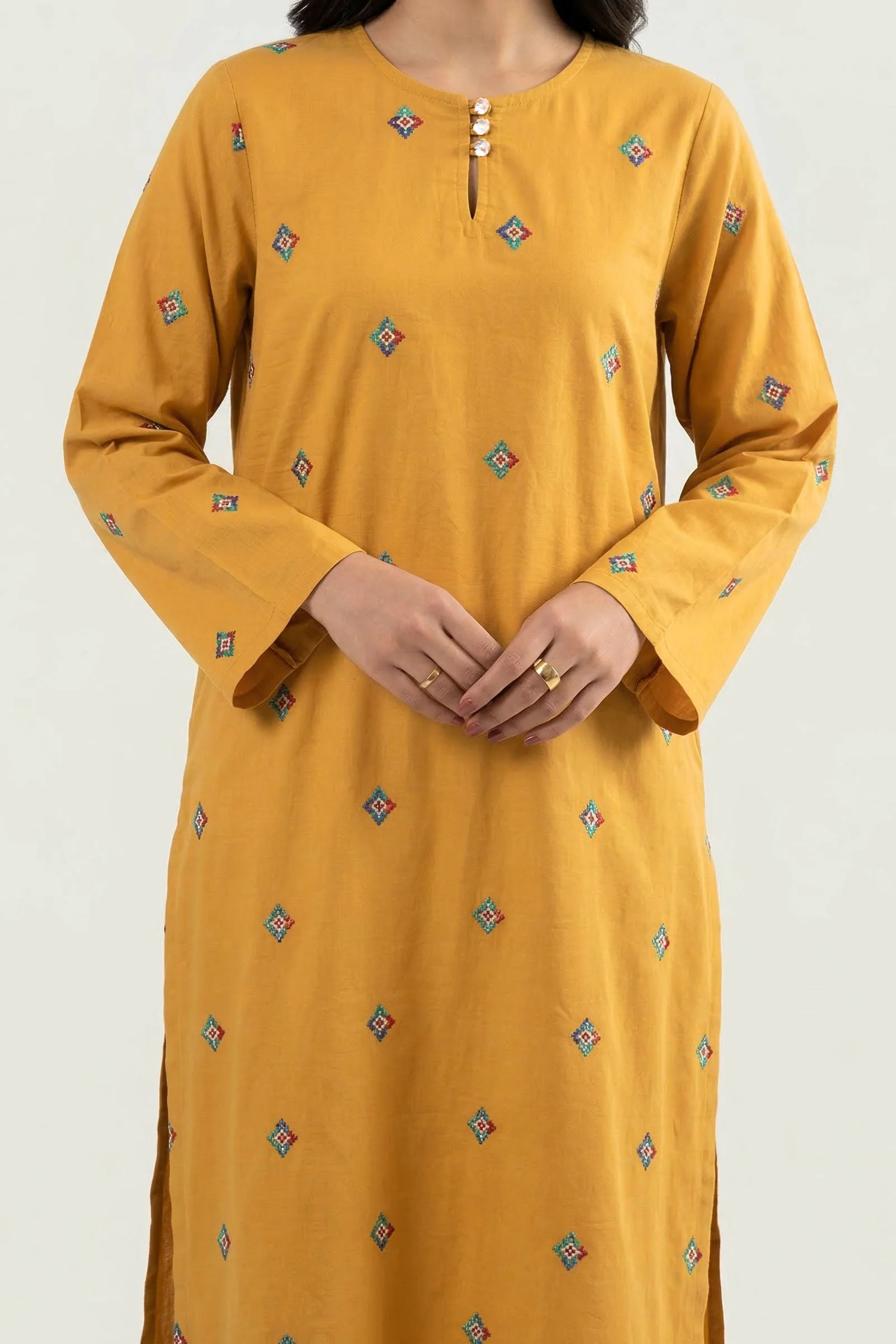 Embroidered Crosshatch Lawn Shirt - Image 4