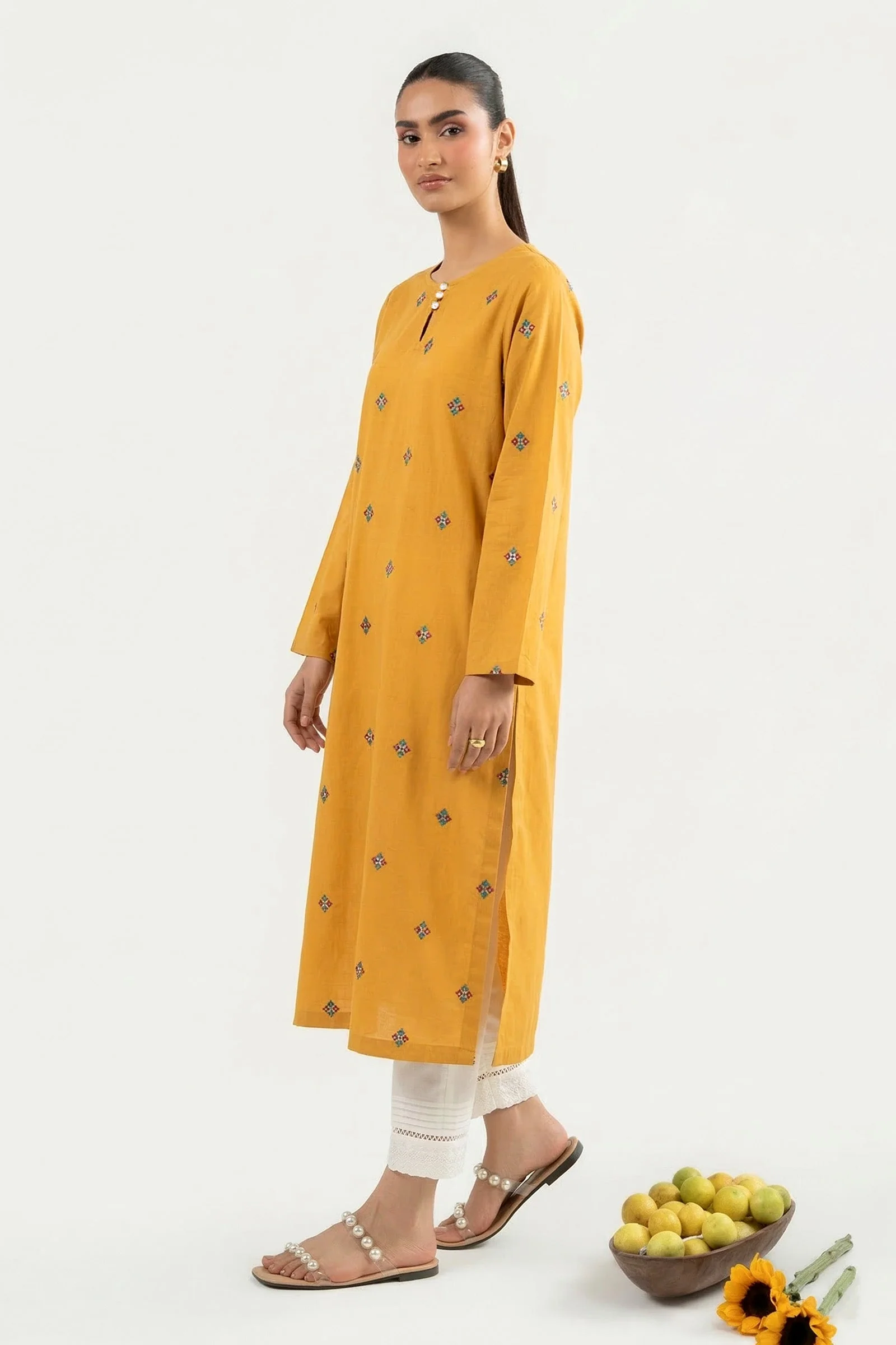 Embroidered Crosshatch Lawn Shirt - Image 5