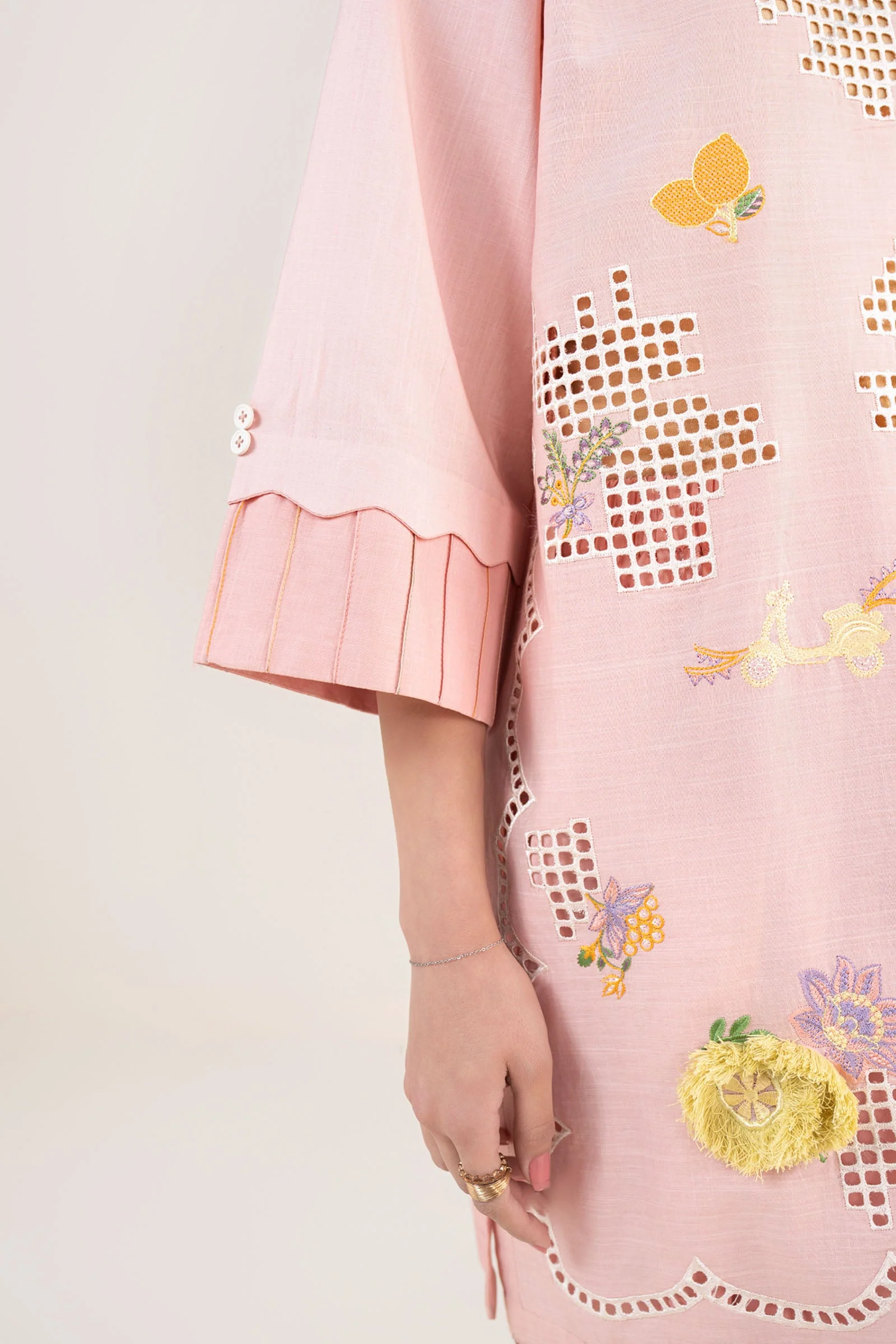 2 Pc Embroidered Cotton Chambray Suit - Image 6