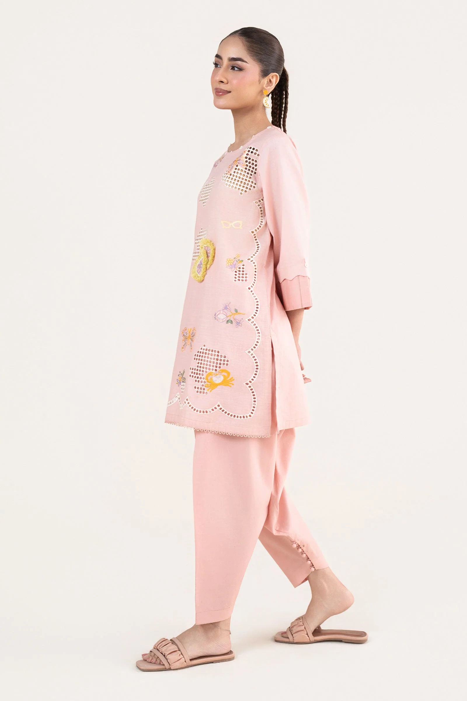 2 Pc Embroidered Cotton Chambray Suit - Image 7