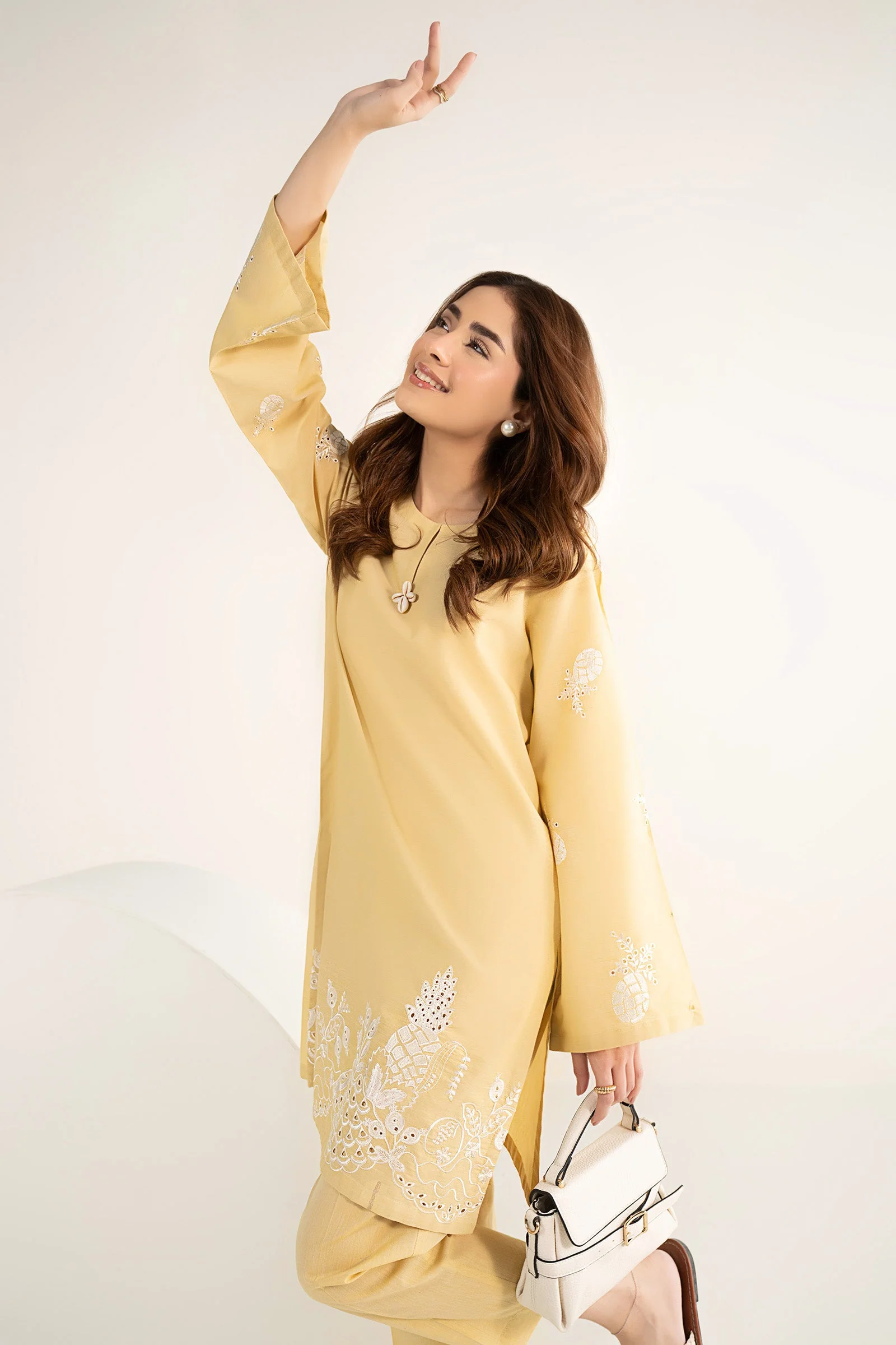 2 Pc Embroidered Cotton Chambray Suit - Image 3