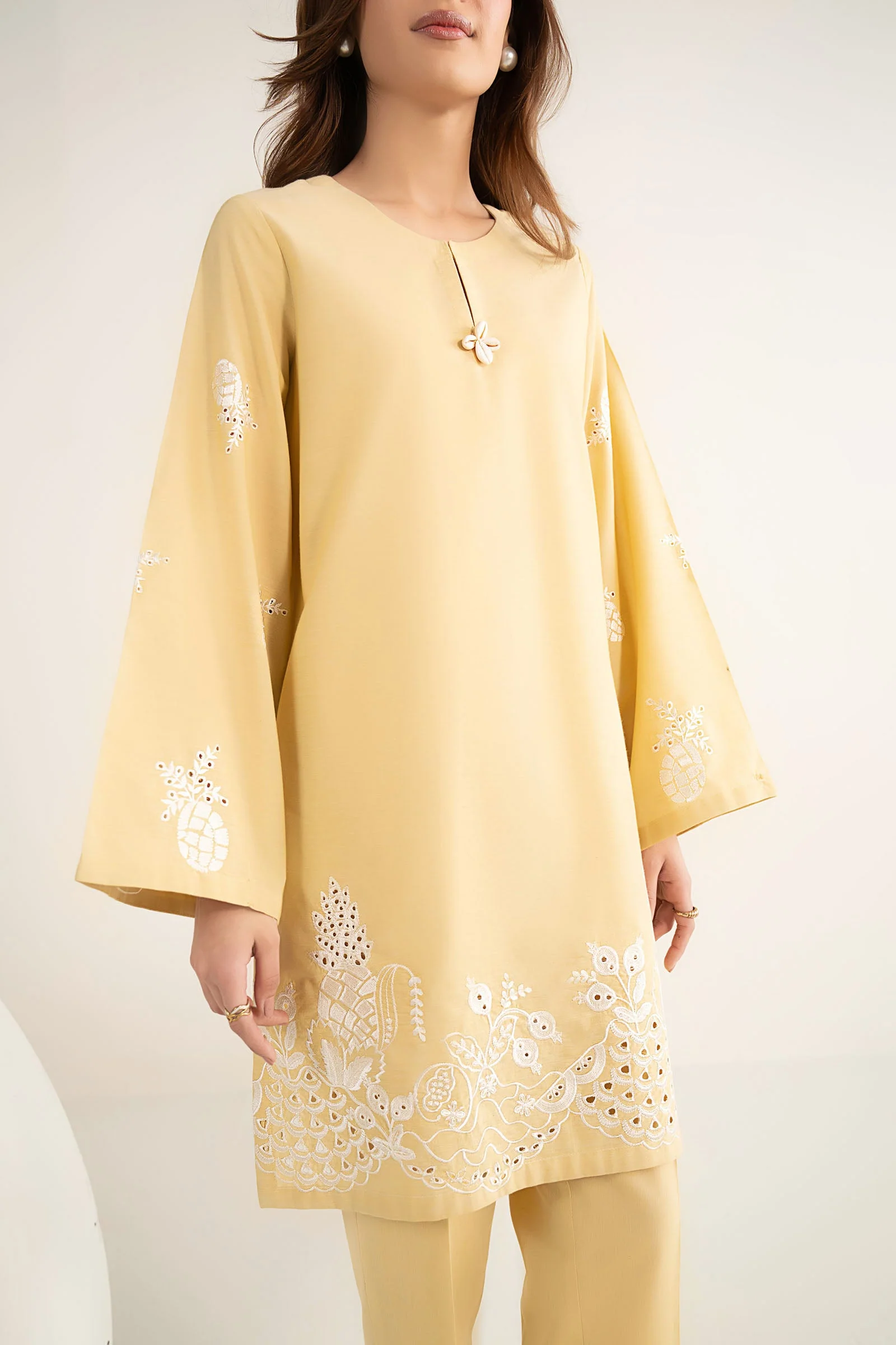 2 Pc Embroidered Cotton Chambray Suit - Image 4