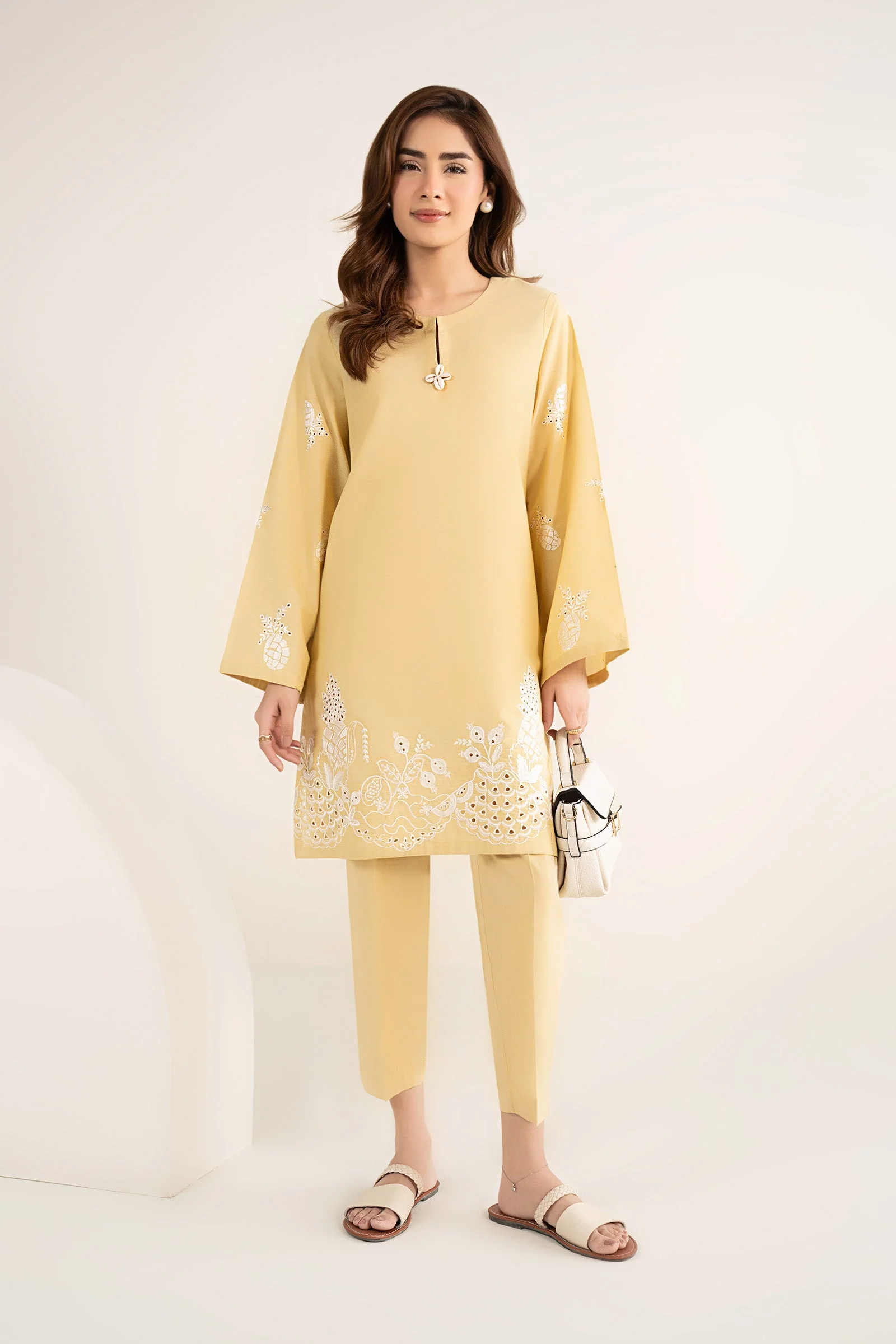 2 Pc Embroidered Cotton Chambray Suit - Image 6
