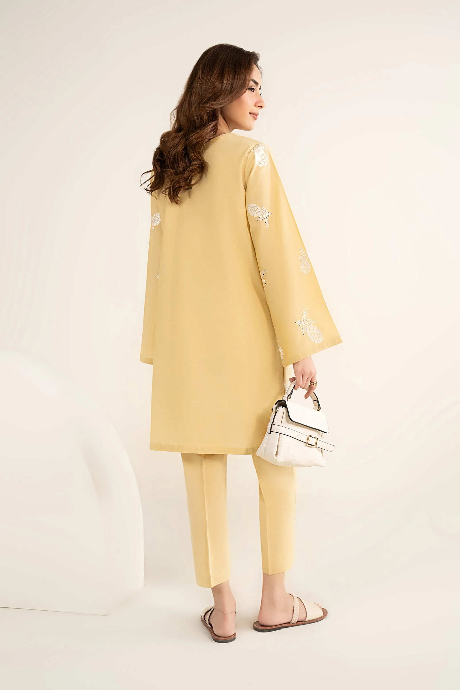 2 Pc Embroidered Cotton Chambray Suit - Image 7