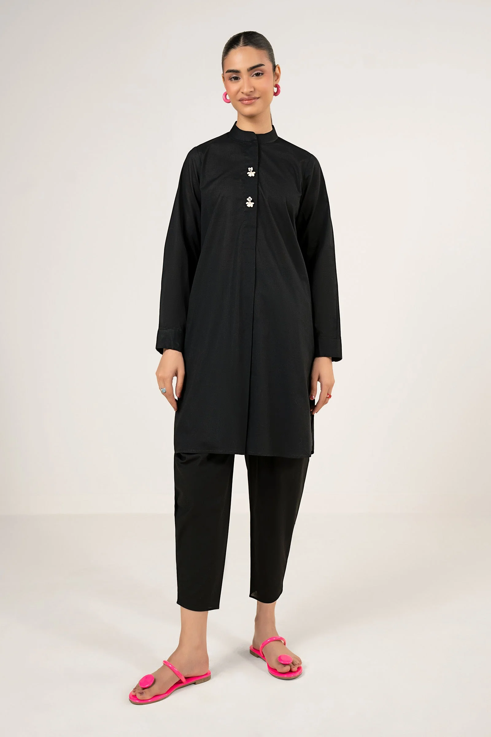 2 Pc Dyed Slub Lawn Suit - Image 2