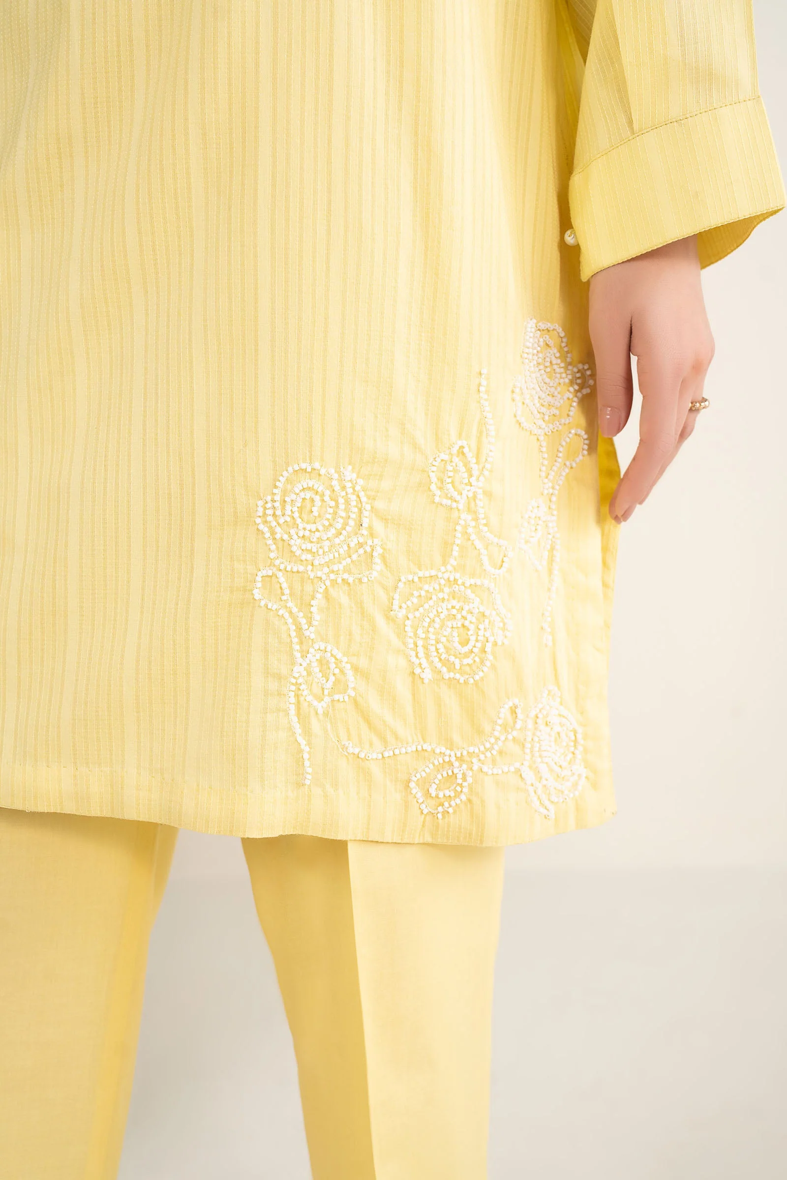 2 Pc Embroidered Cotton Stripe Suit - Image 4